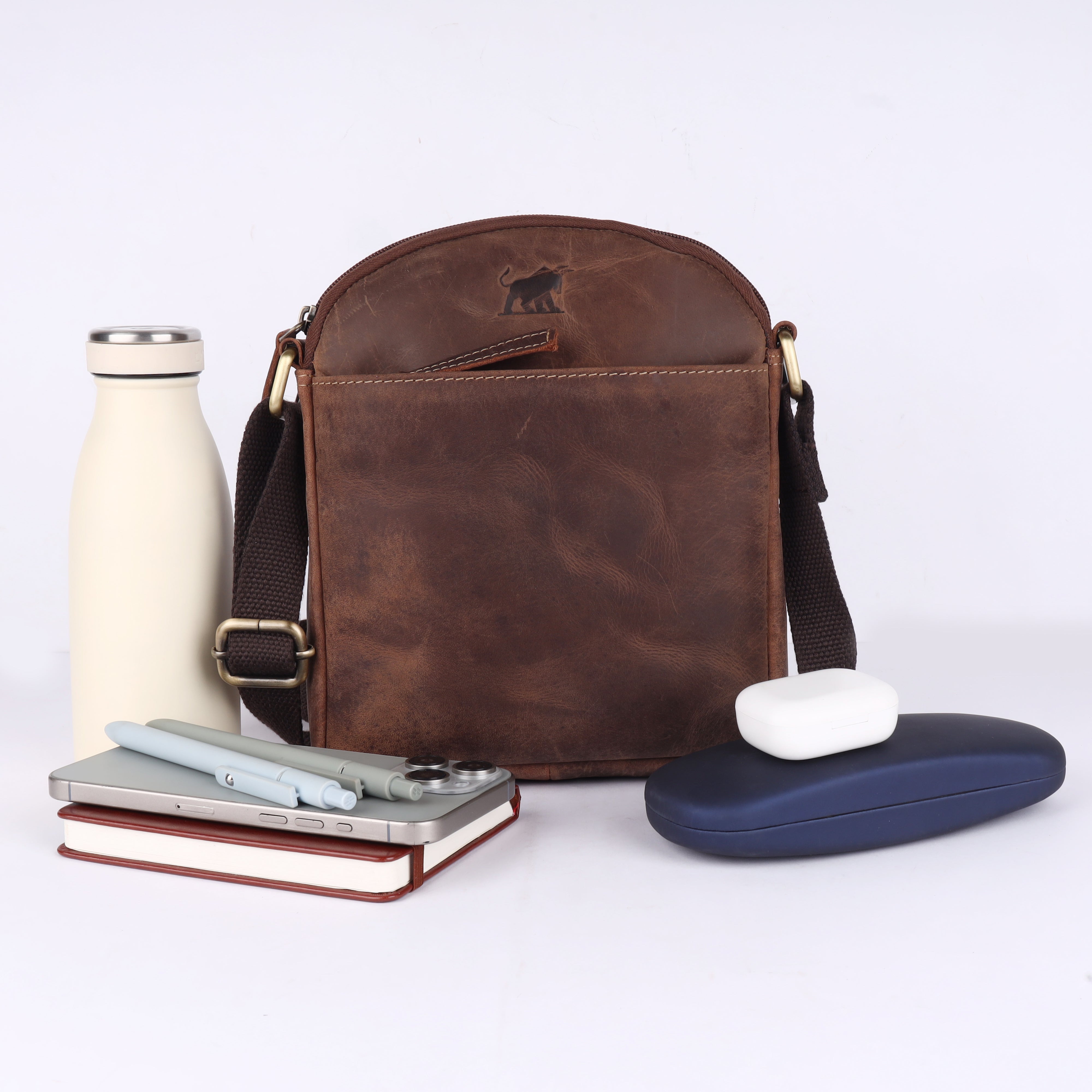 Men's Leather Shoulder Bag | Premium Full-Grain Flight Pack
