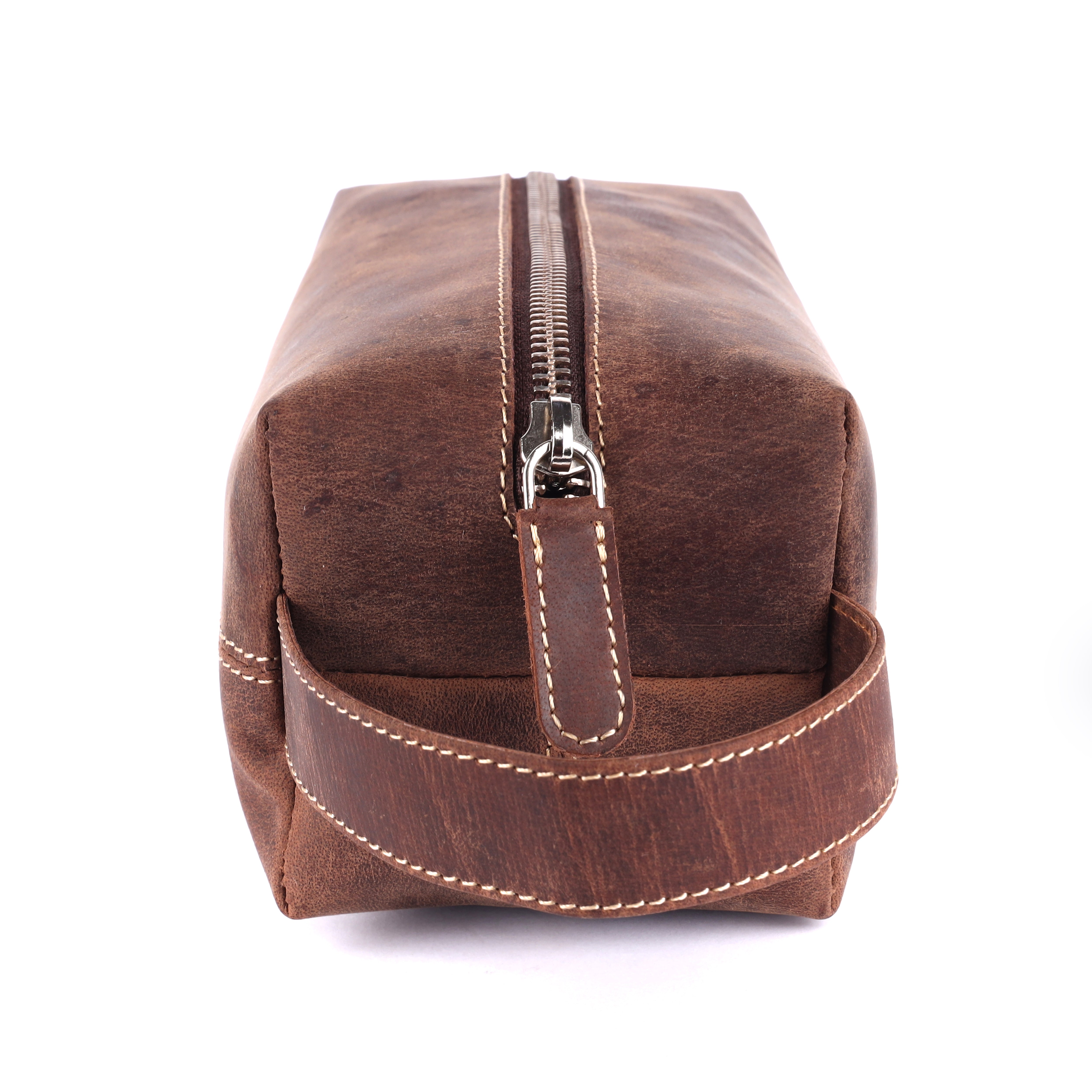 Premium Leather Toiletry Bag | Full-Grain Brown Wash Bag