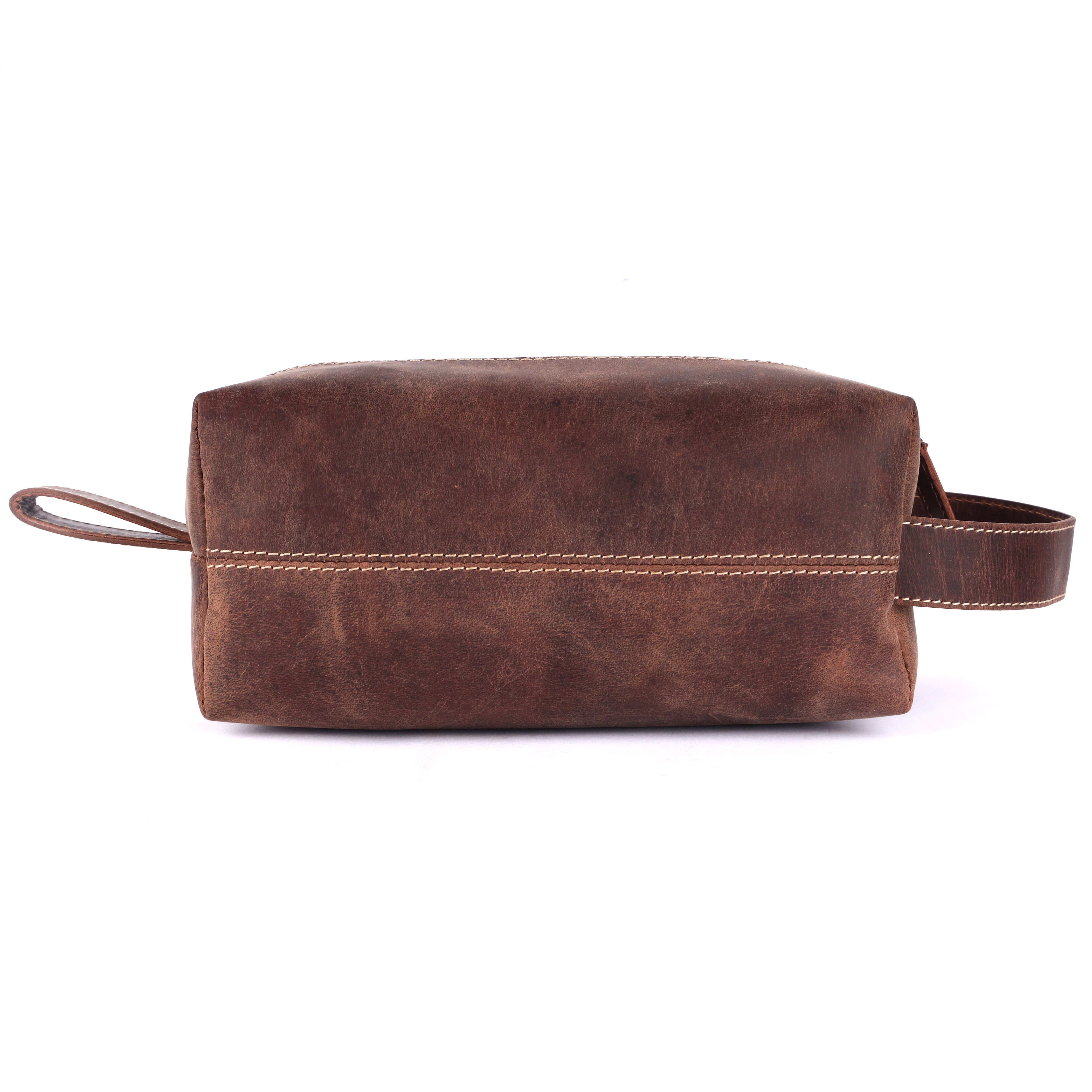 Premium Leather Toiletry Bag | Full-Grain Brown Wash Bag