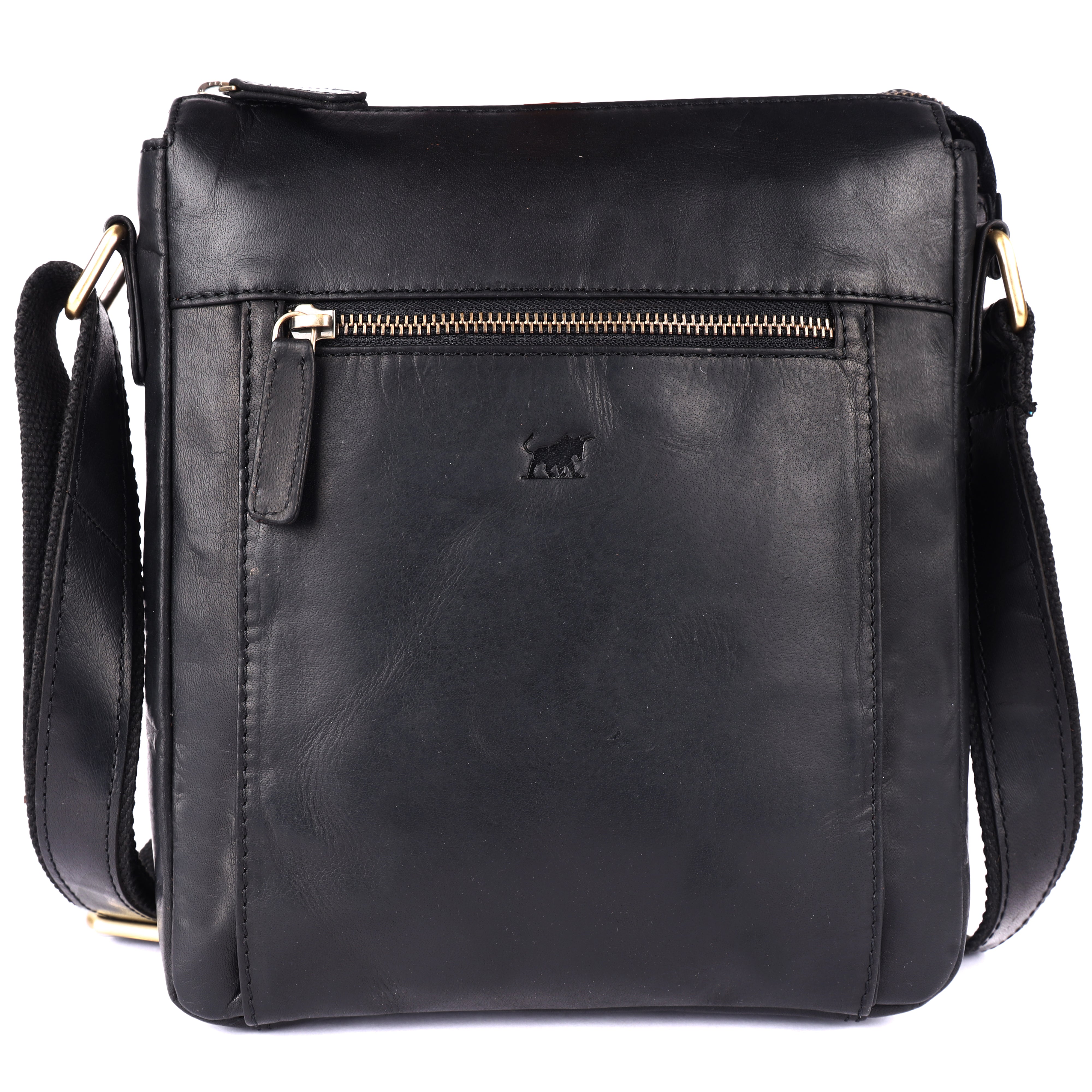 GM Leather Vintage Brown & Black Crossbody Messenger Bag (GM -NZ-005 WL)