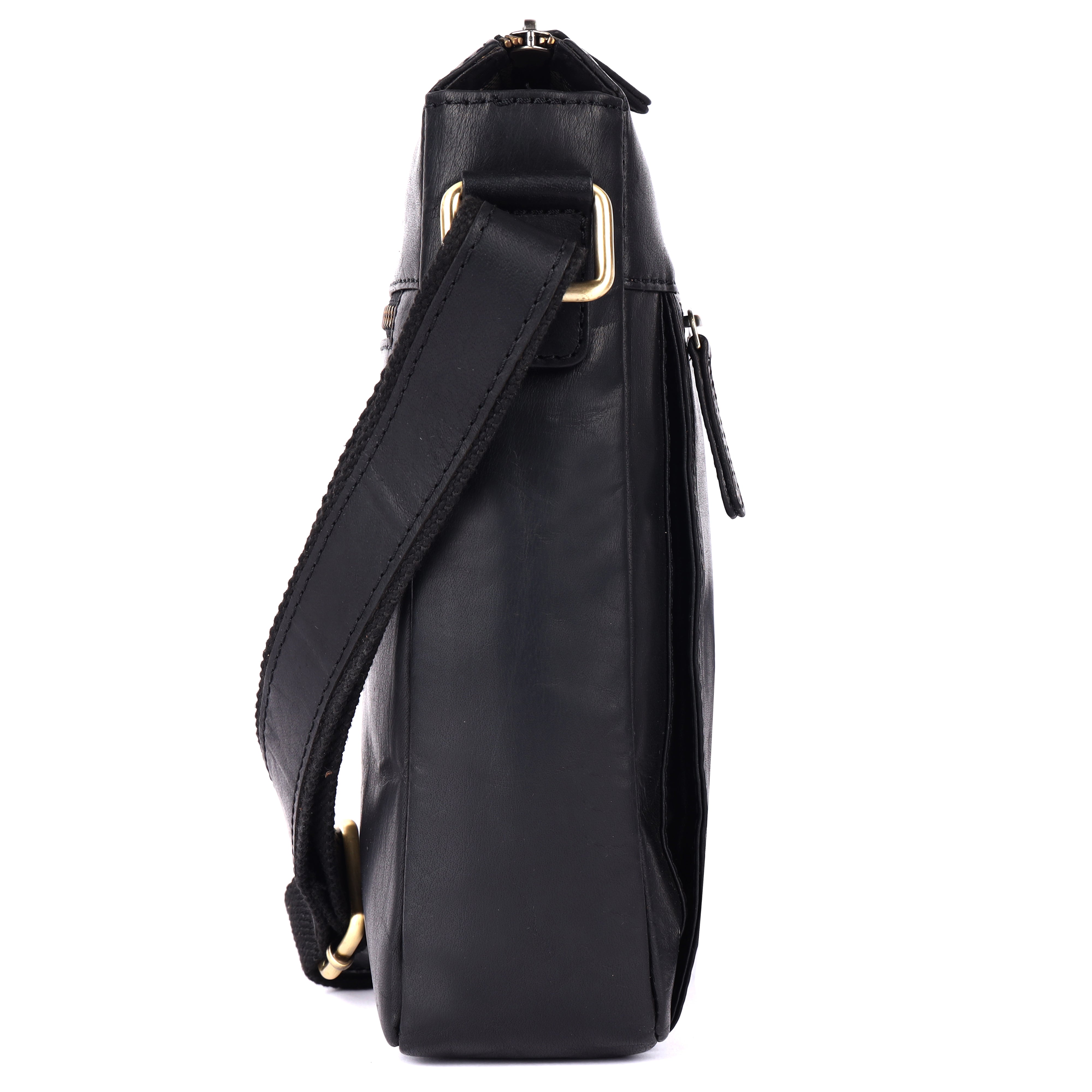 GM Leather Vintage Brown & Black Crossbody Messenger Bag (GM -NZ-005 WL)