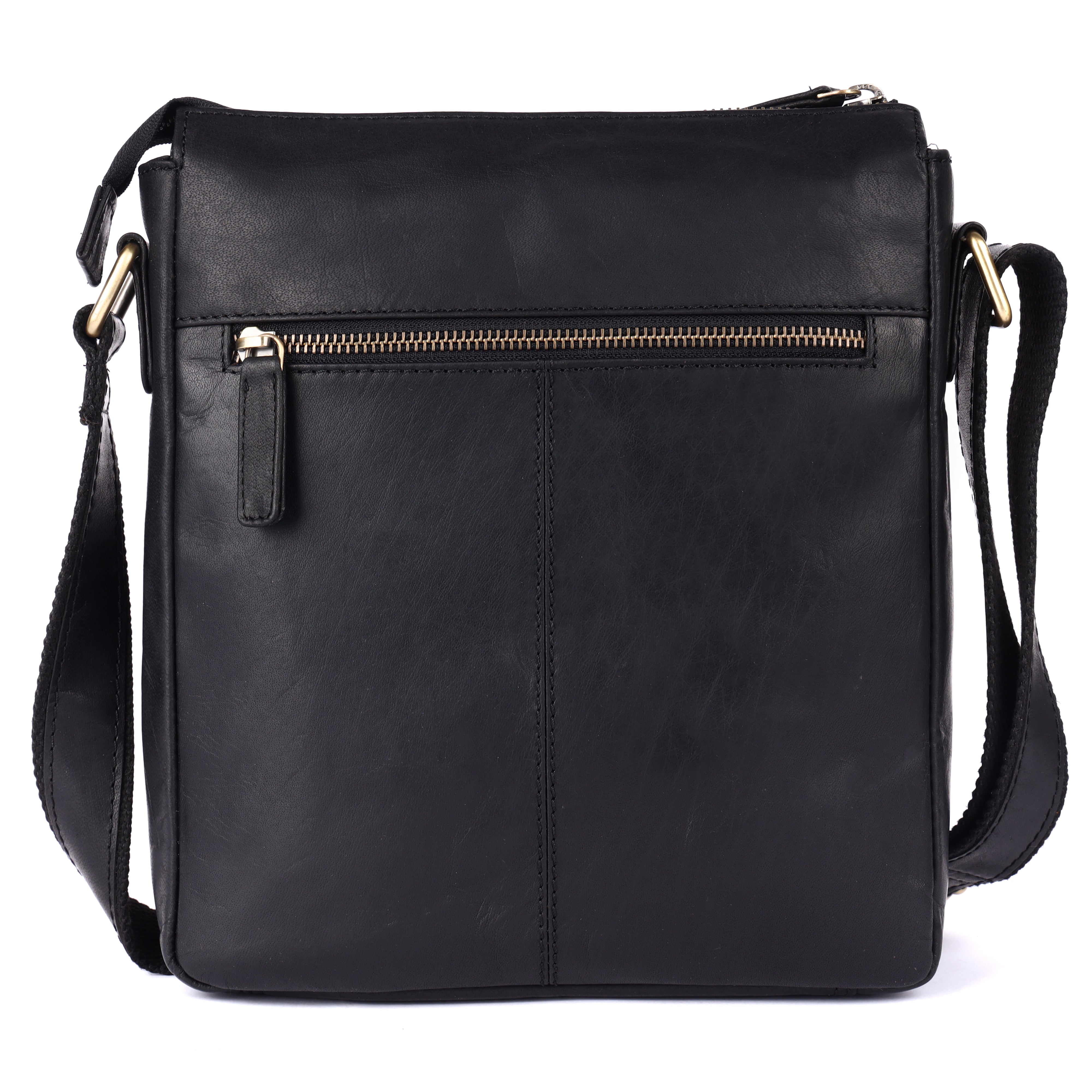 GM Leather Vintage Brown & Black Crossbody Messenger Bag (GM -NZ-005 WL)