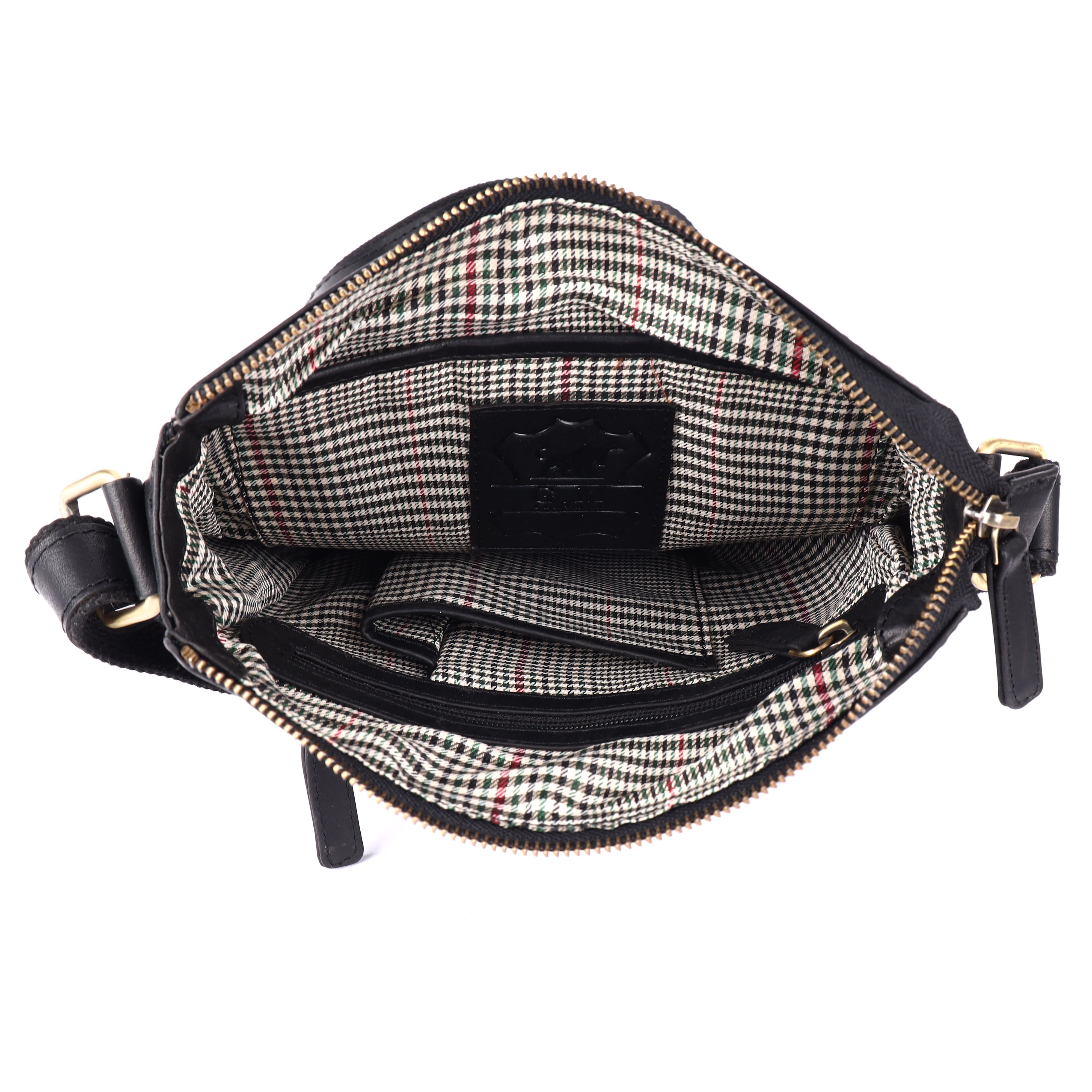 GM Leather Vintage Brown & Black Crossbody Messenger Bag (GM -NZ-005 WL)