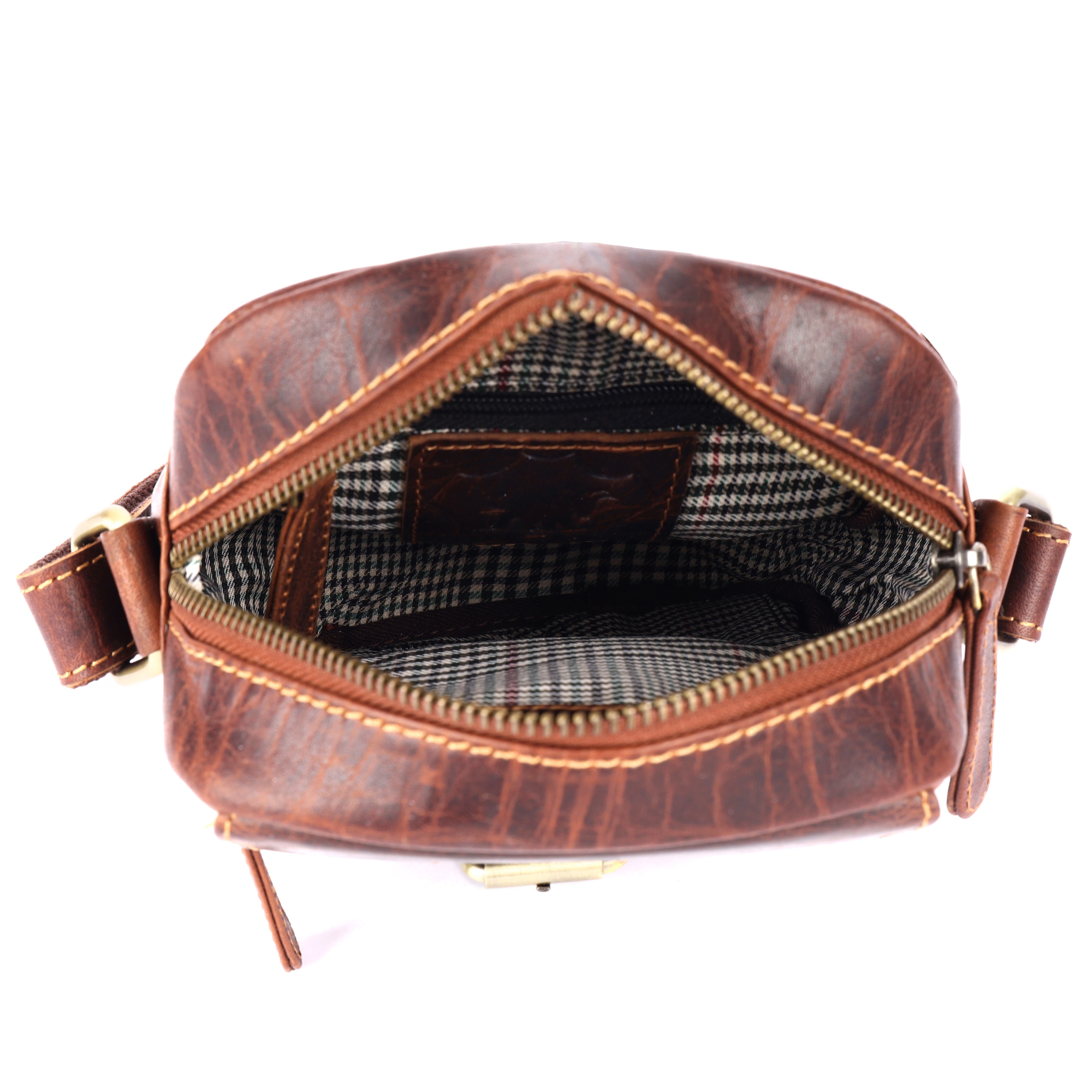 GM Leather Vintage Brown Crossbody Bag – Full-Grain Leather(GM -NZ-2111 WL)