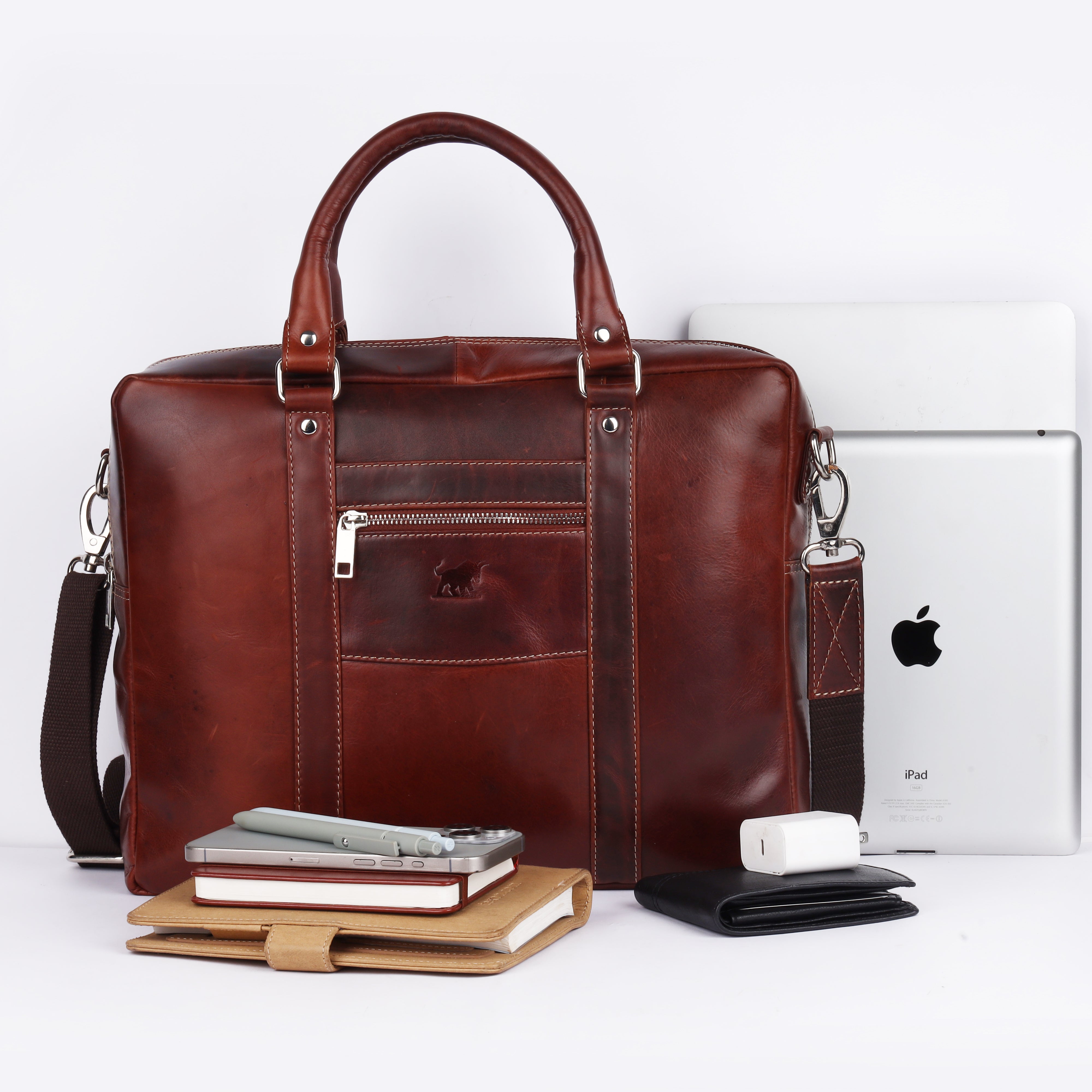 Premium Leather Briefcase | Brown Laptop Bag