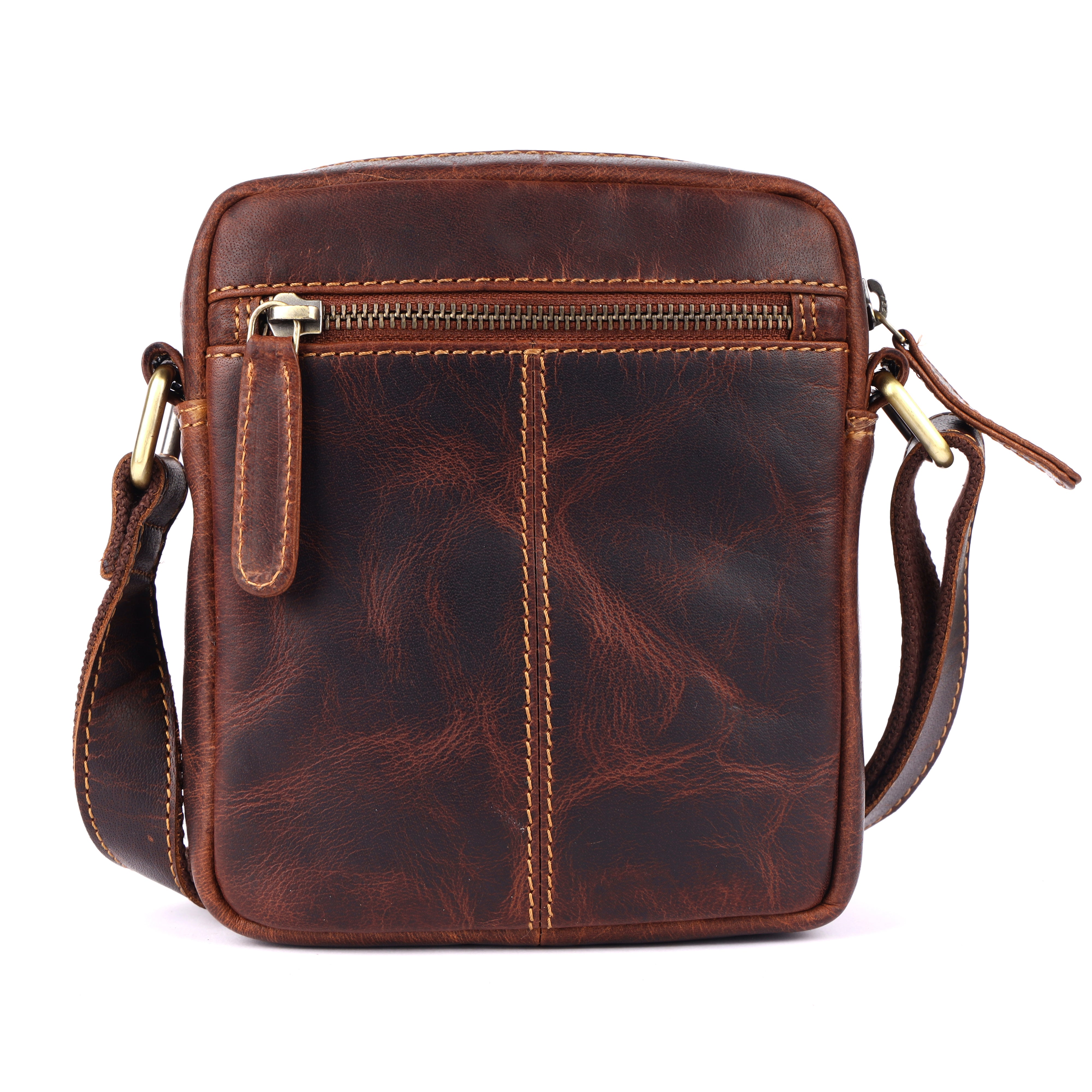 GM Leather Full-Grain Vintage Crossbody Bag – Brown(GM -NZ-504 WL)