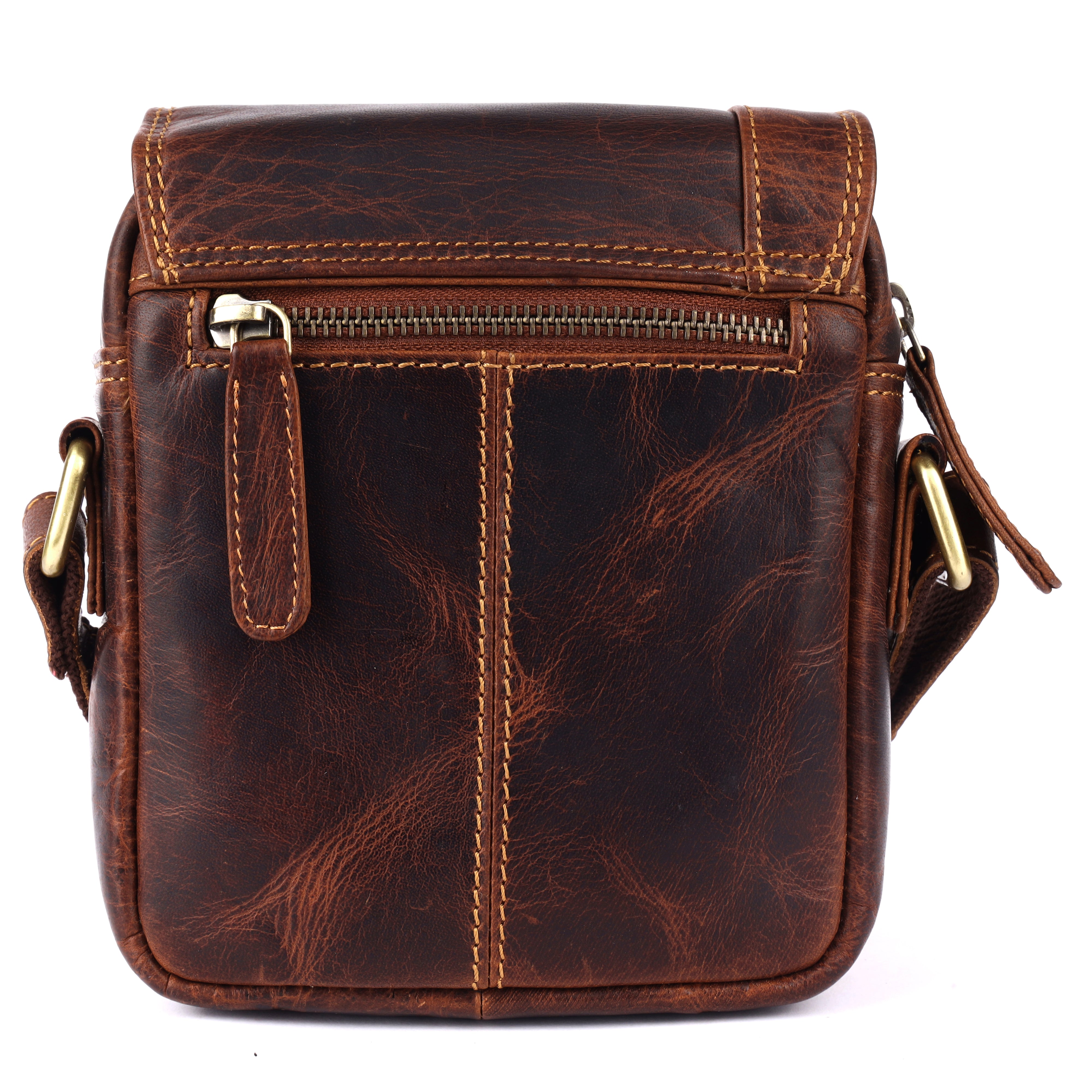 GM Leather Full-Grain Vintage Crossbody Bag – Rear Zip Design(GM -NZ-503 WL)