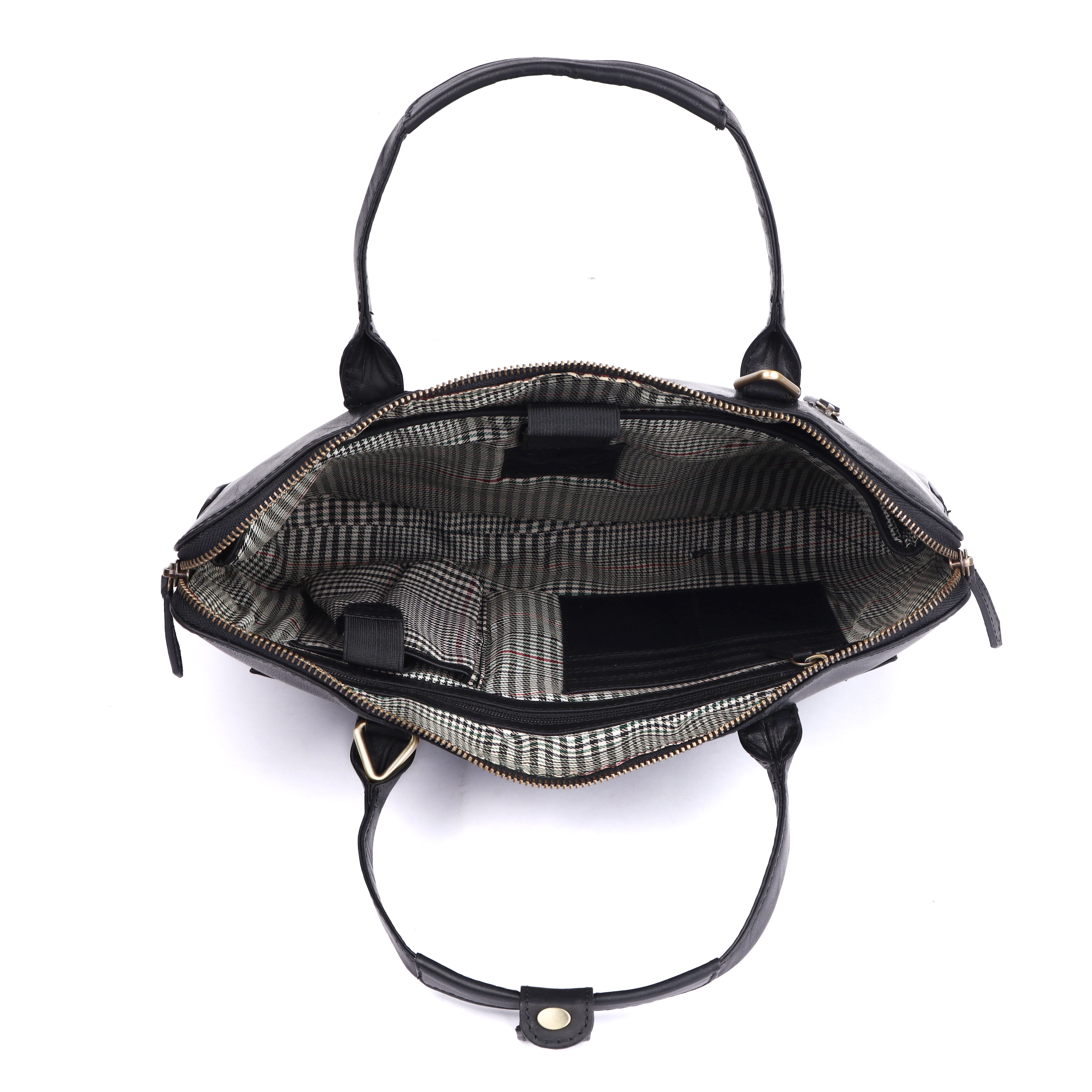 Men's Black Leather Briefcase | Slim Laptop Business Bag