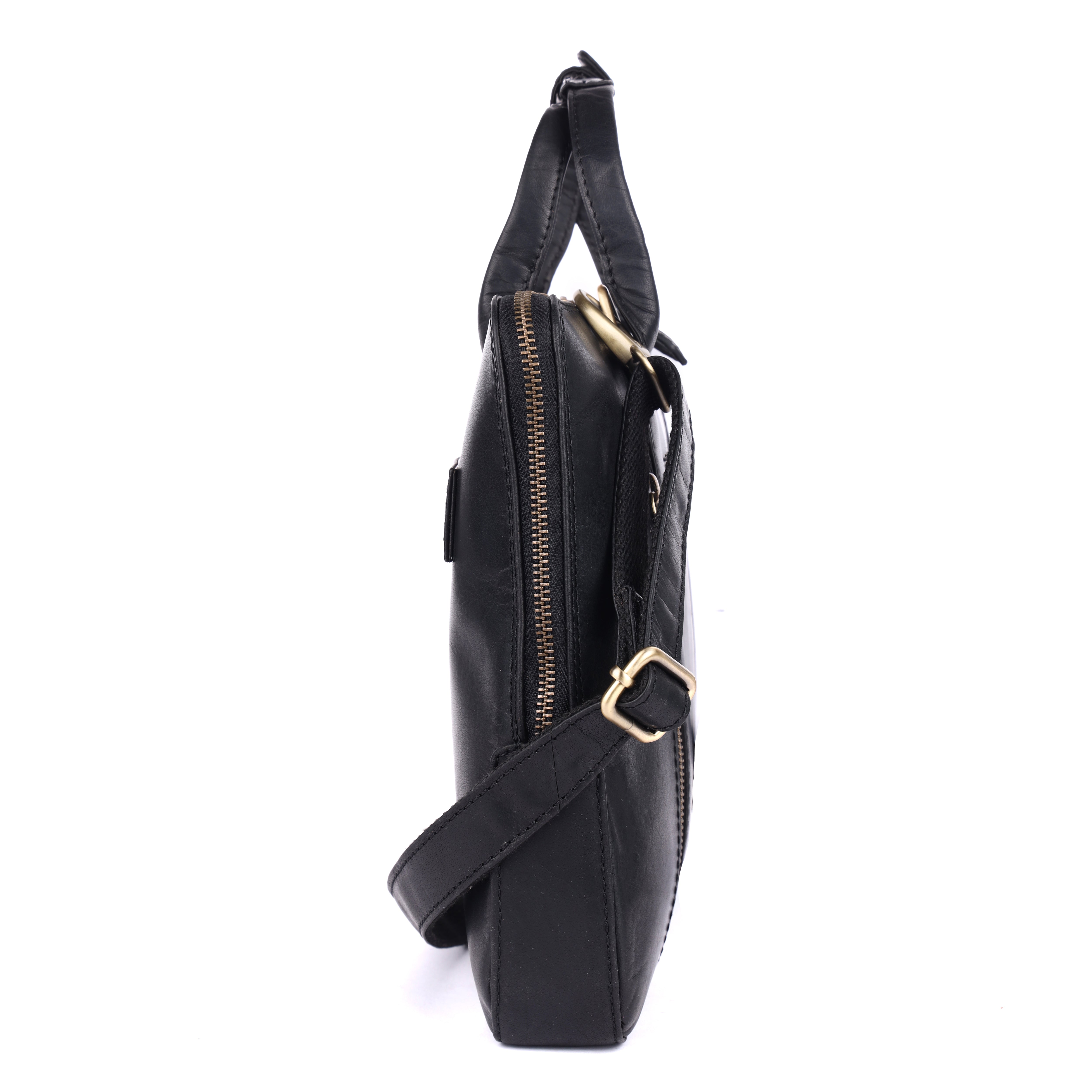 Men's Black Leather Briefcase | Slim Laptop Business Bag