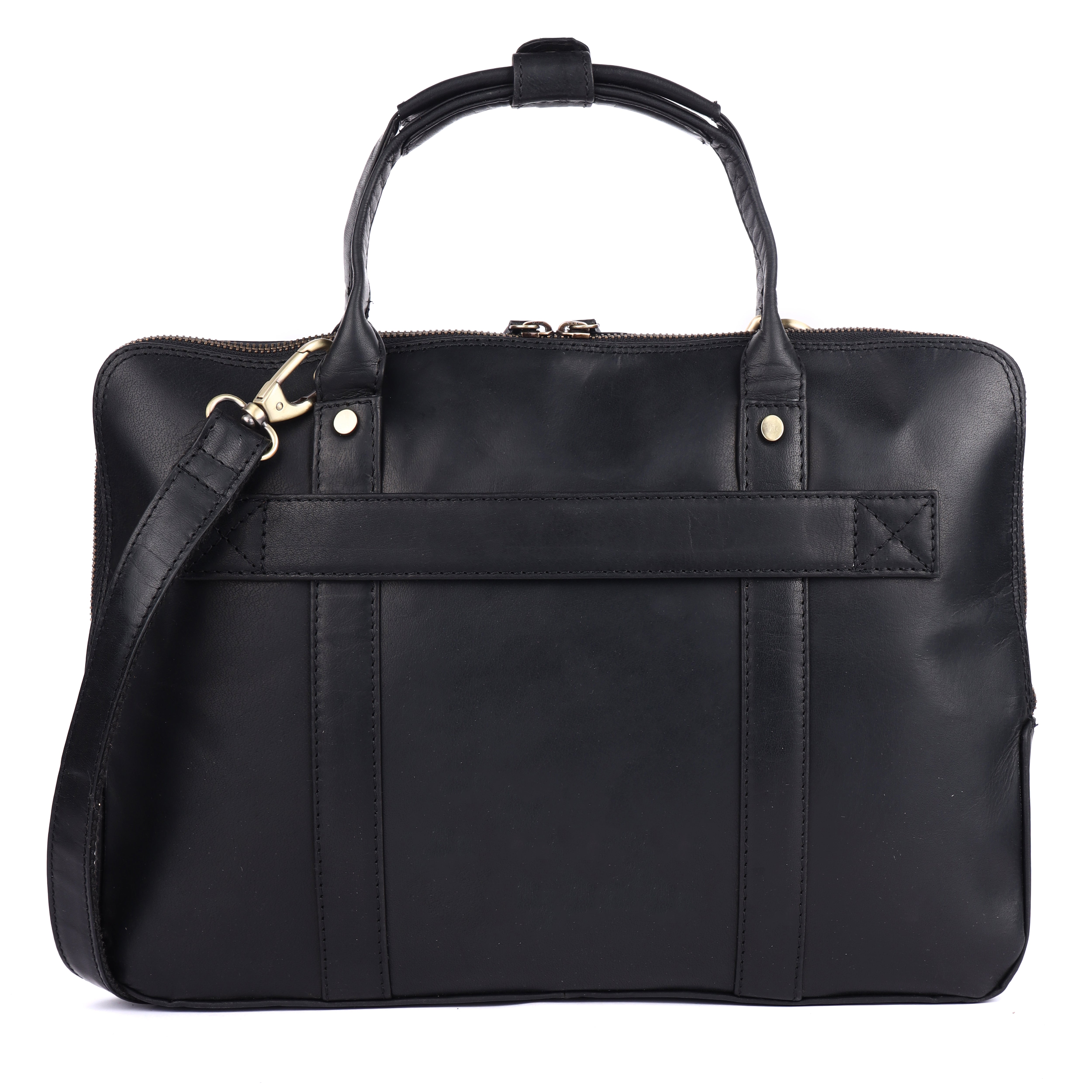 Men's Black Leather Briefcase | Slim Laptop Business Bag