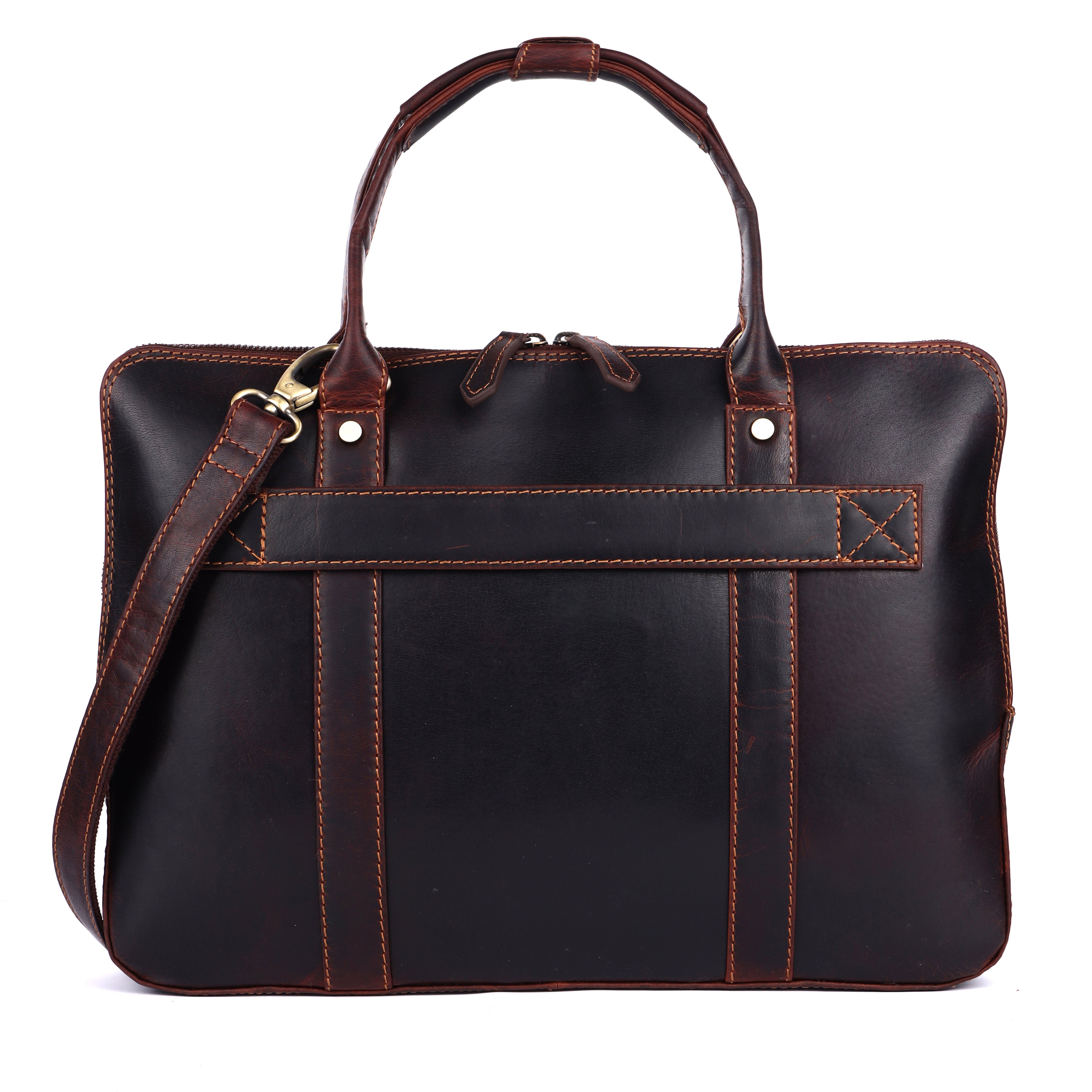 Men's Dark Brown Leather Briefcase | Slim Laptop Business Bag