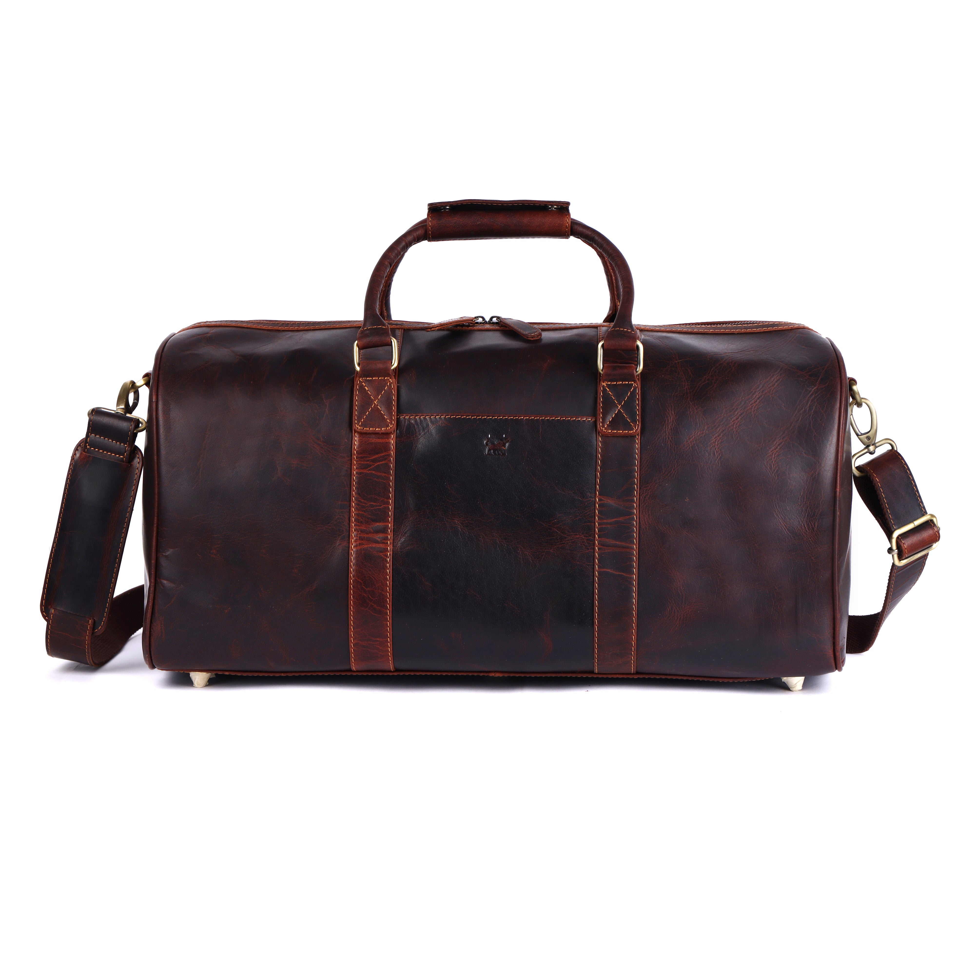 Dark Brown Leather Duffle Bag | Overnight Travel Holdall
