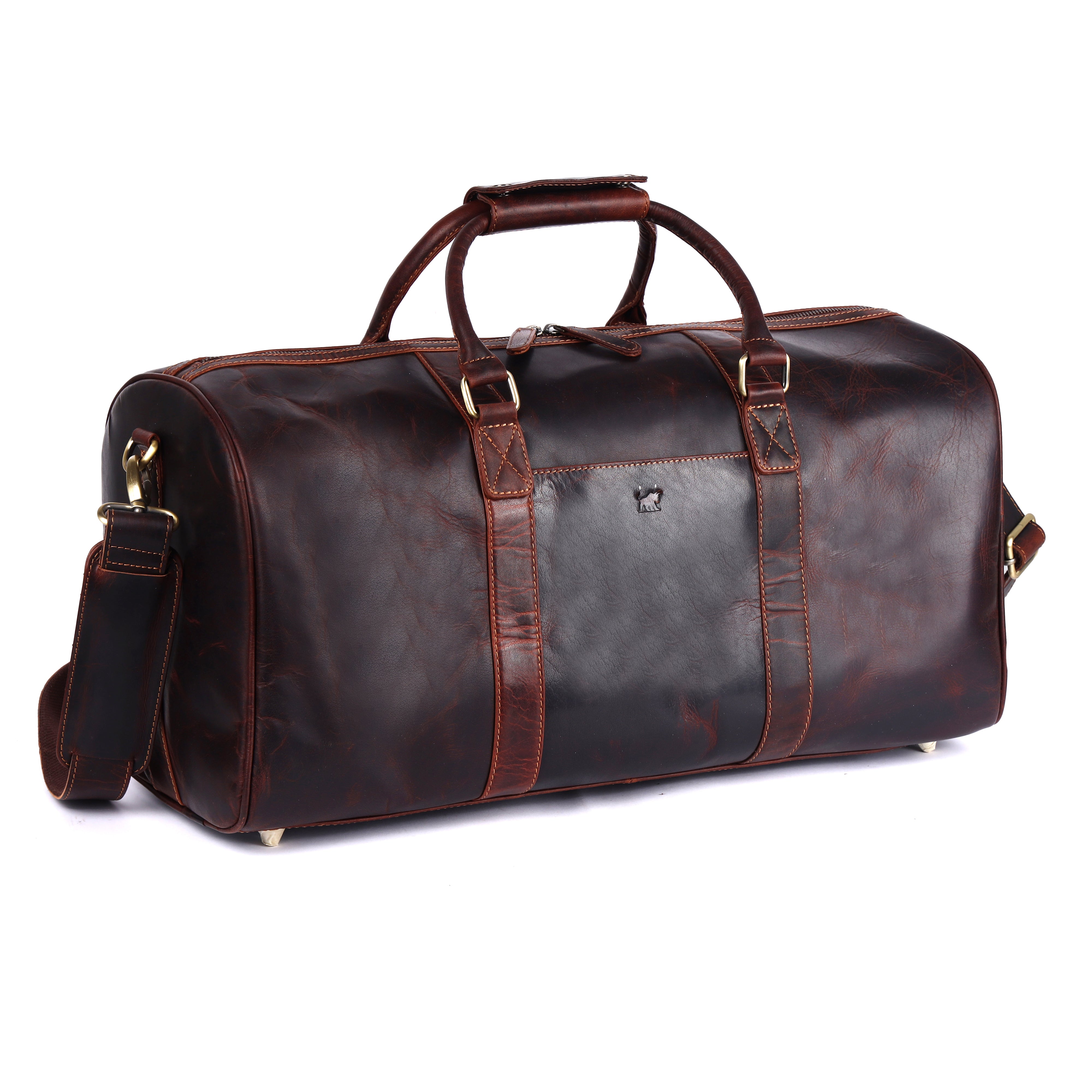 Dark Brown Leather Duffle Bag | Overnight Travel Holdall