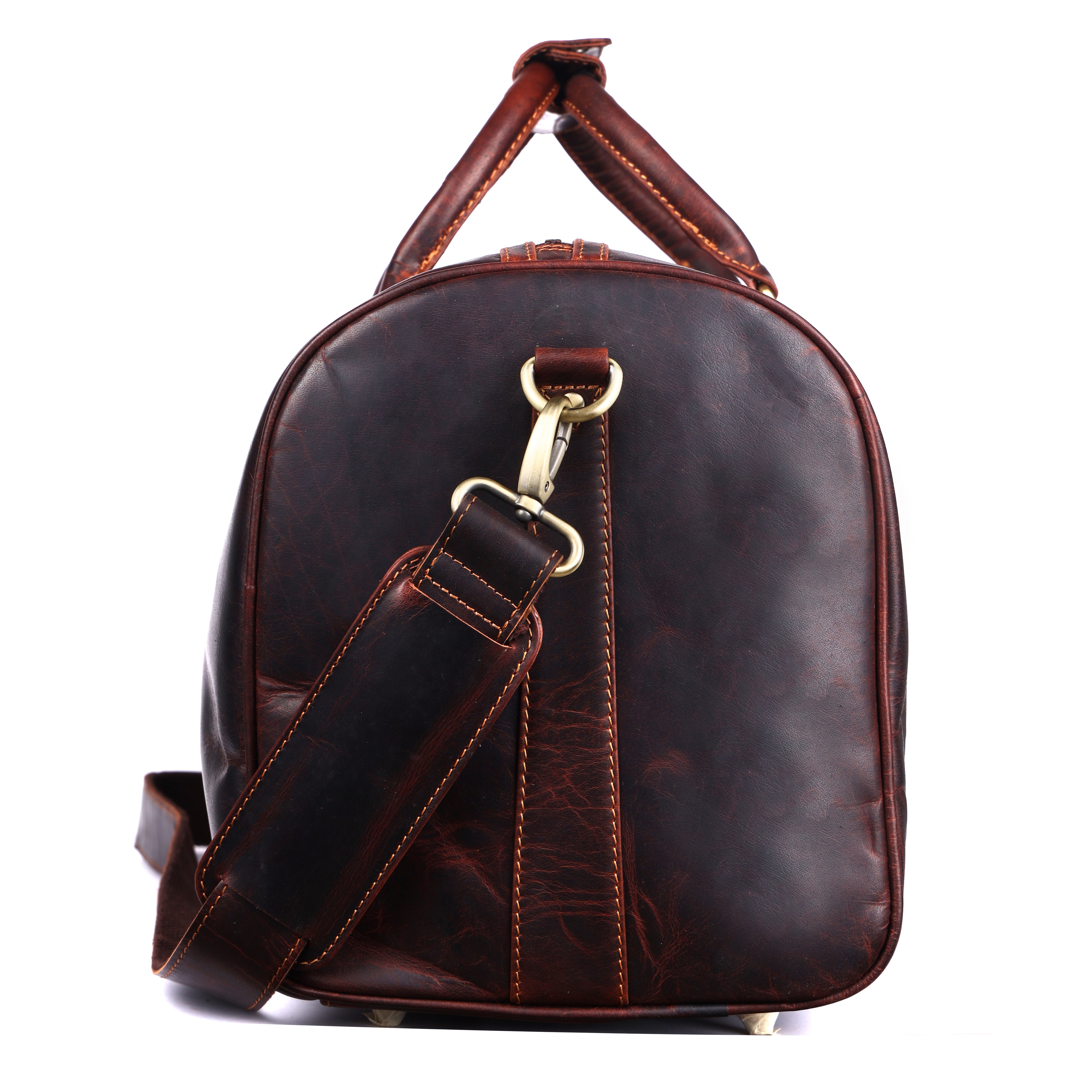 Dark Brown Leather Duffle Bag | Overnight Travel Holdall