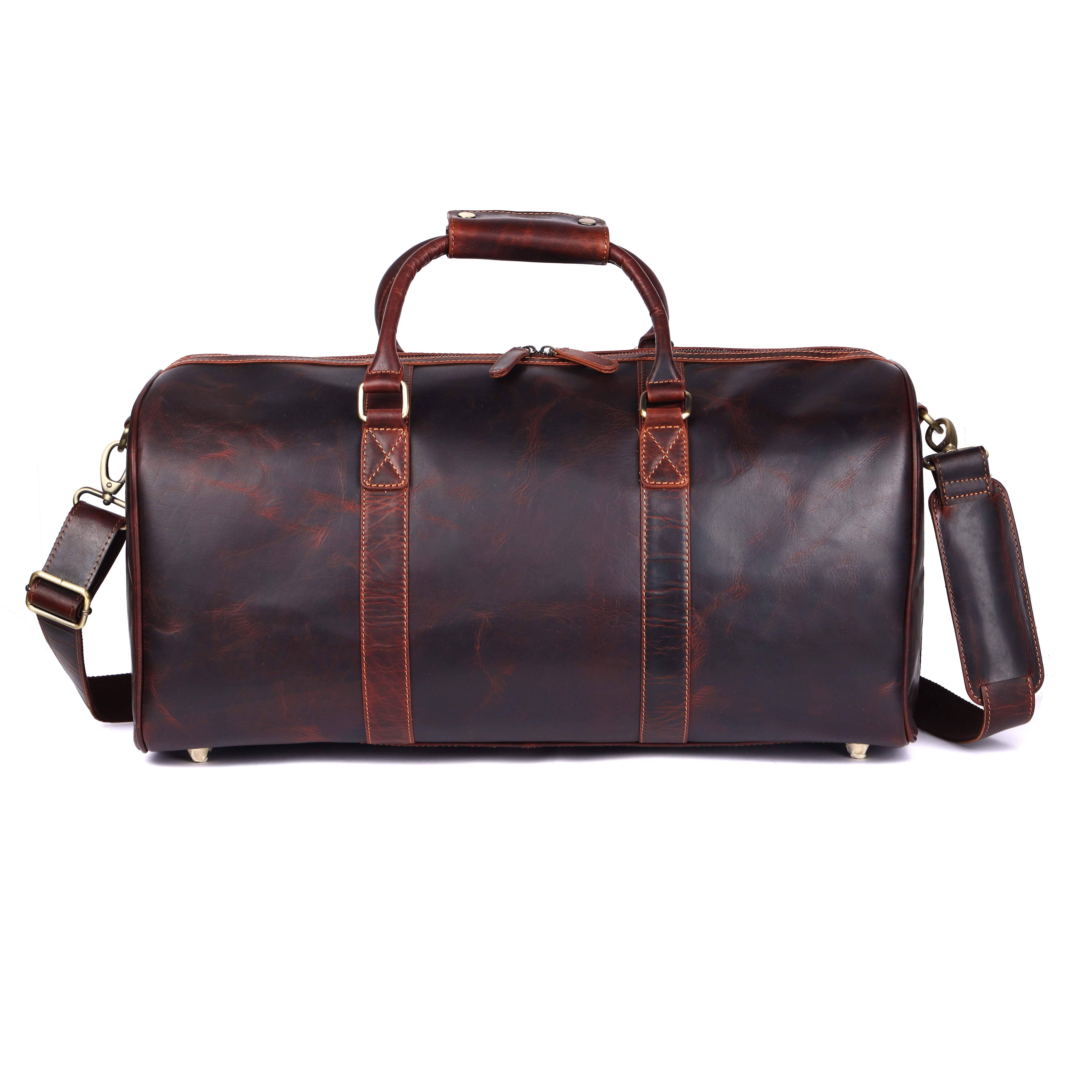 Dark Brown Leather Duffle Bag | Overnight Travel Holdall