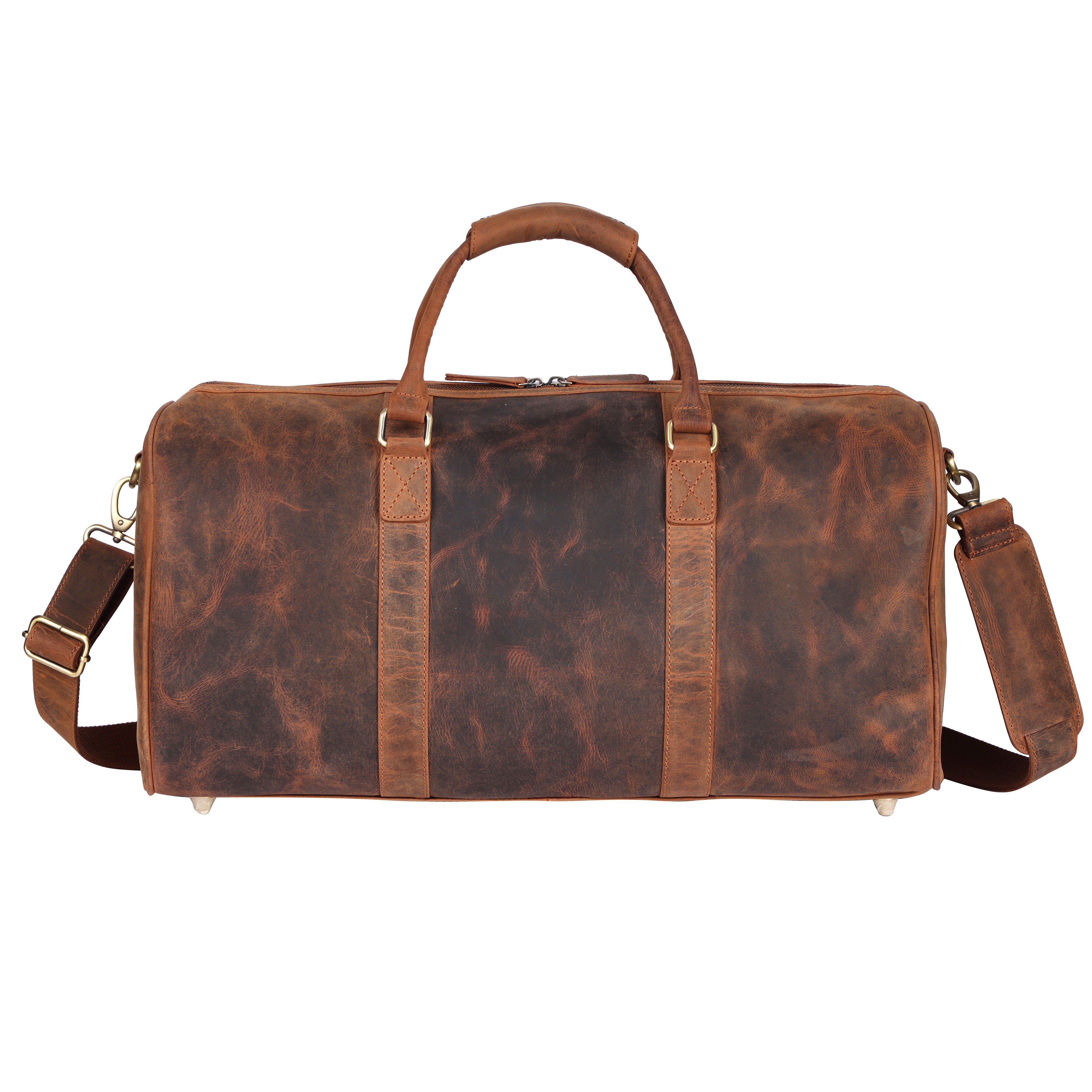 Men's Tan Hunter Leather Duffle Bag | Overnight Travel Holdall