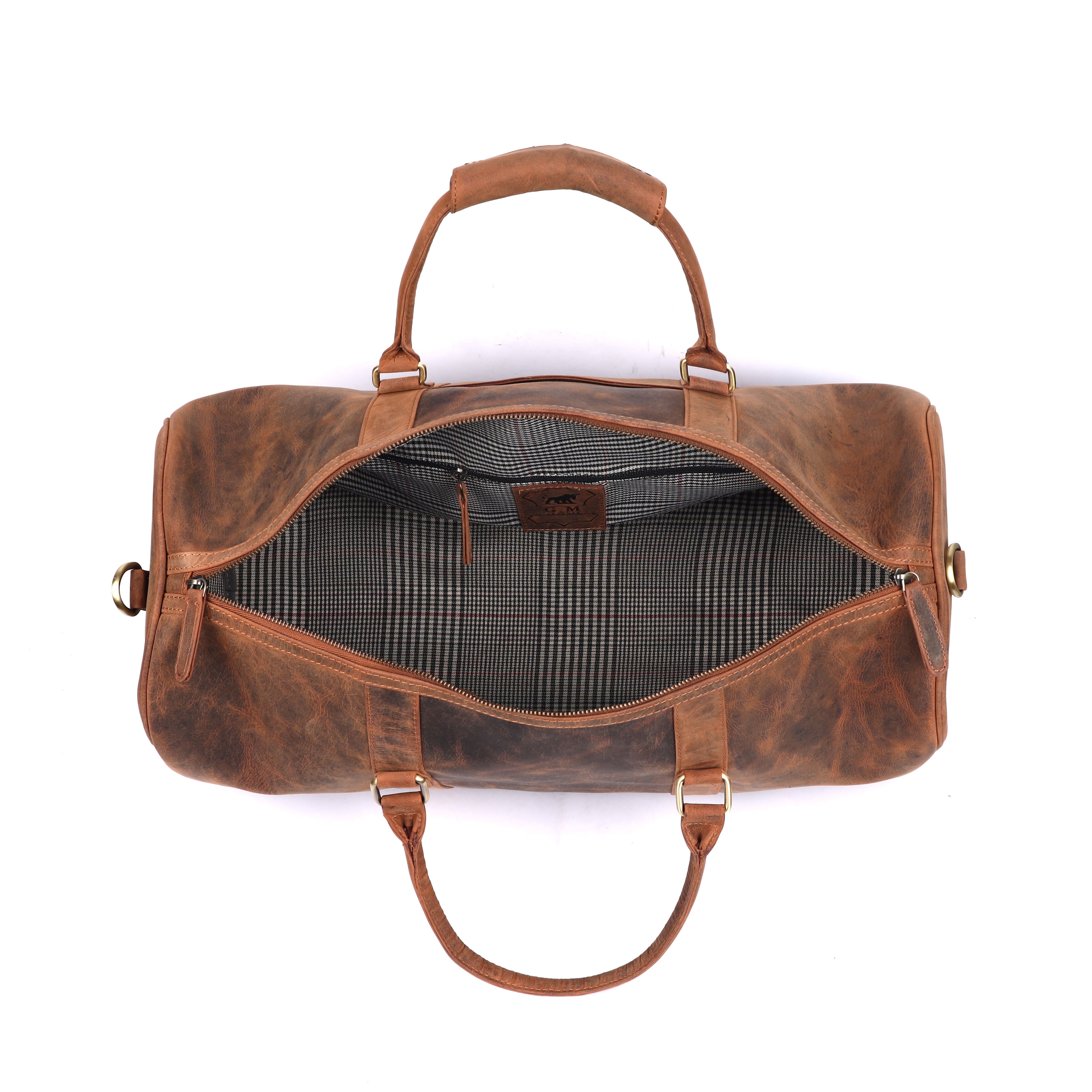 Men's Tan Hunter Leather Duffle Bag | Overnight Travel Holdall