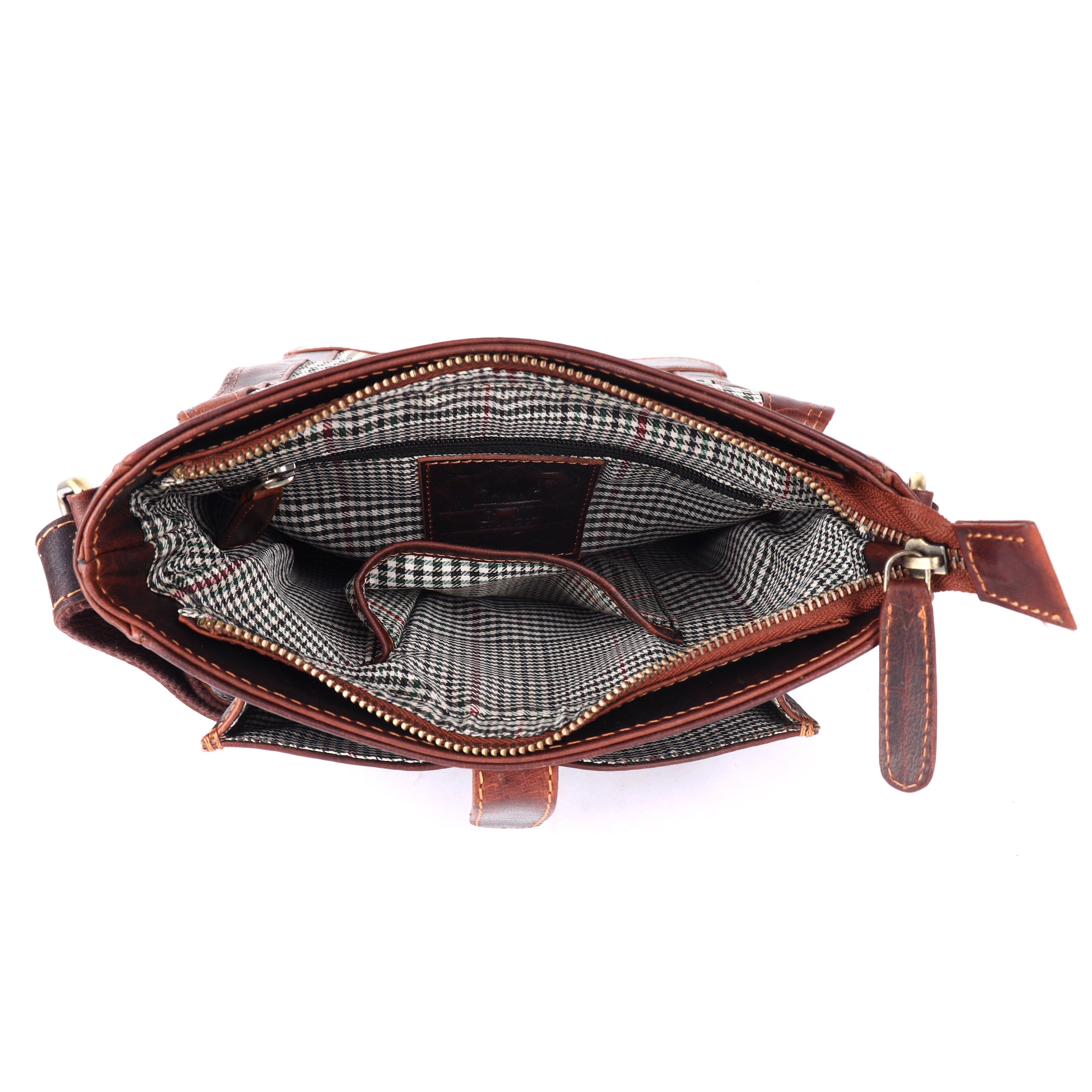 GM Leather Secured Messenger Bag | Locked Vintage Satchel(GM -NZ-719 WL)