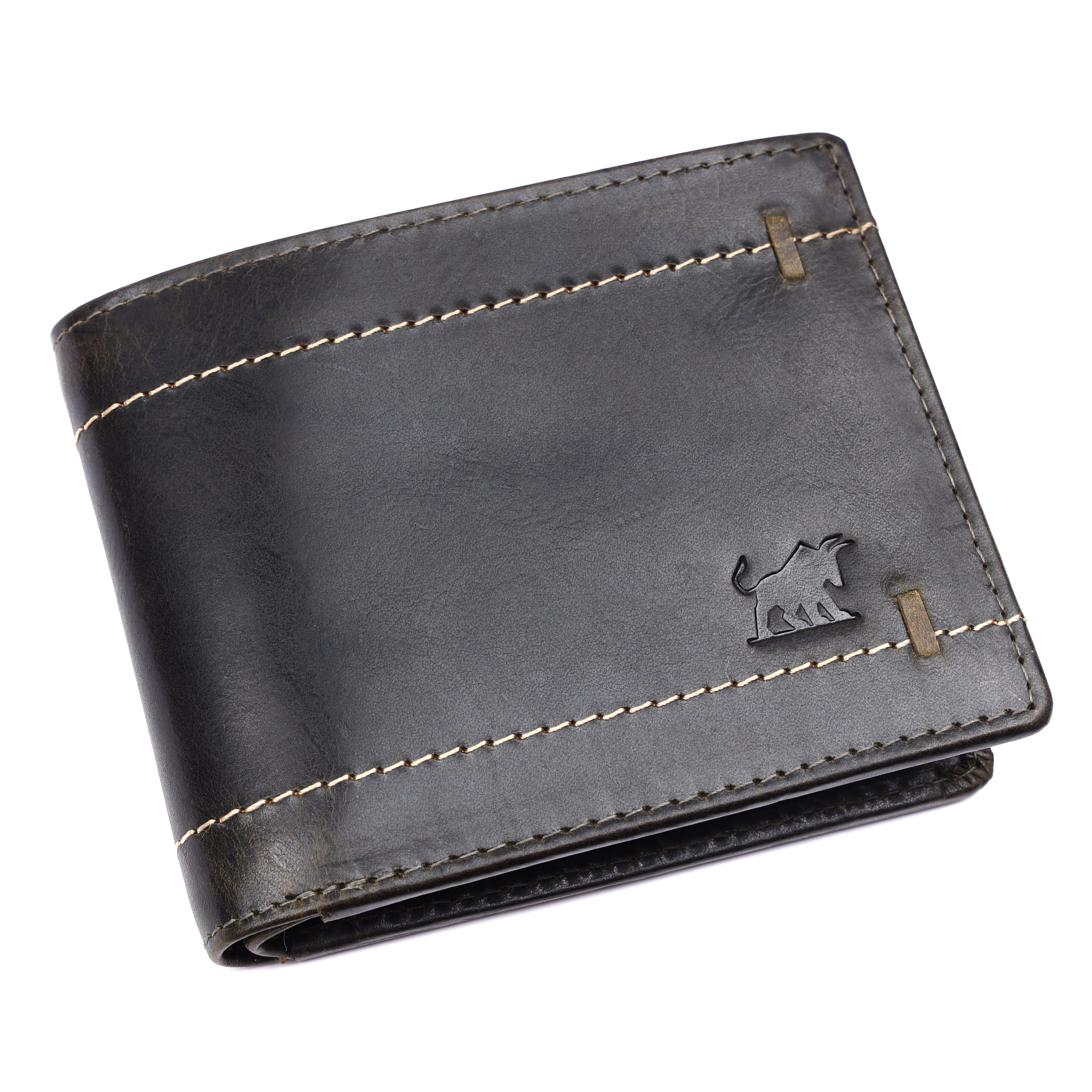 GM Leather Men's RFID Dark Brown Leather Bifold Wallet