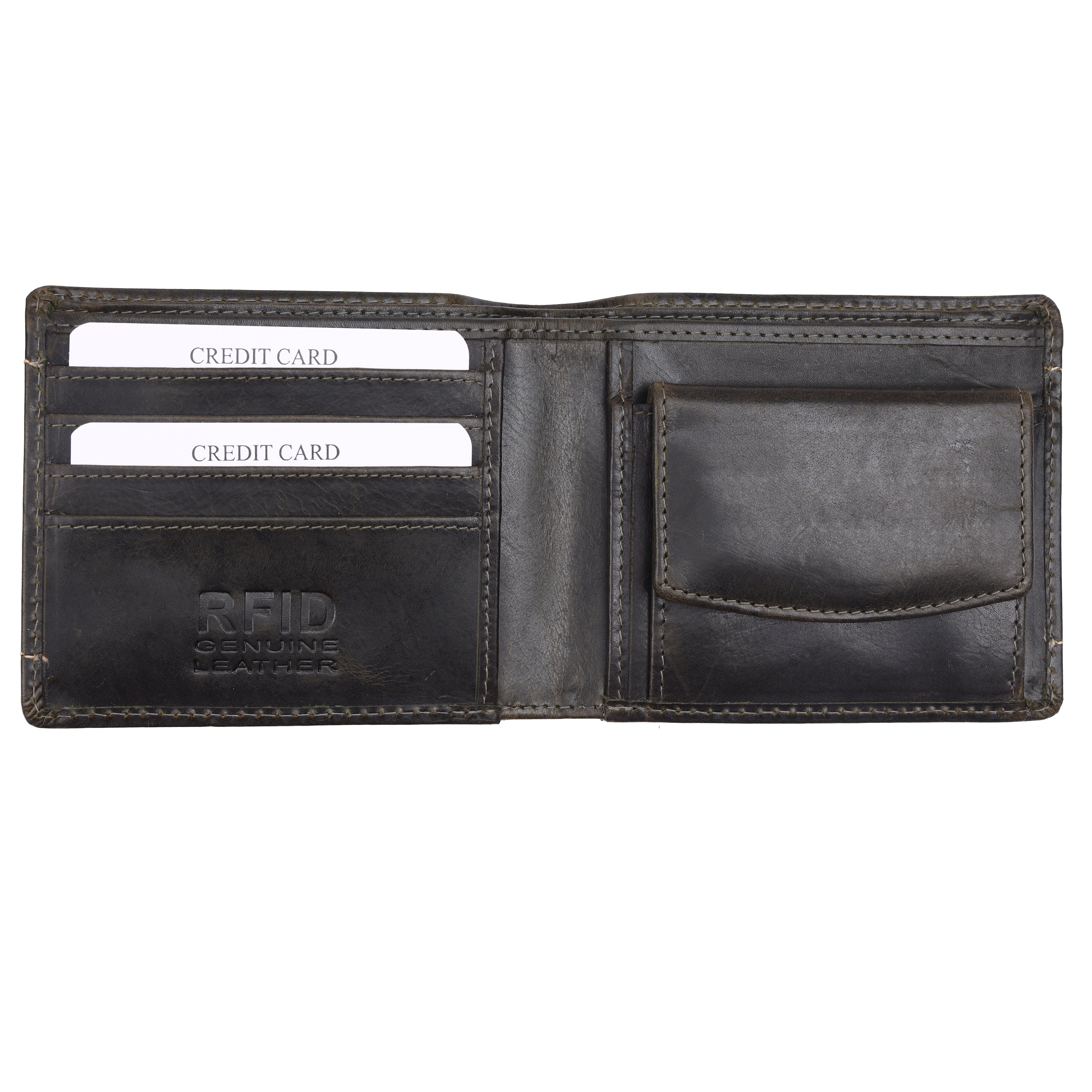 GM Leather Men's RFID Dark Brown Leather Bifold Wallet