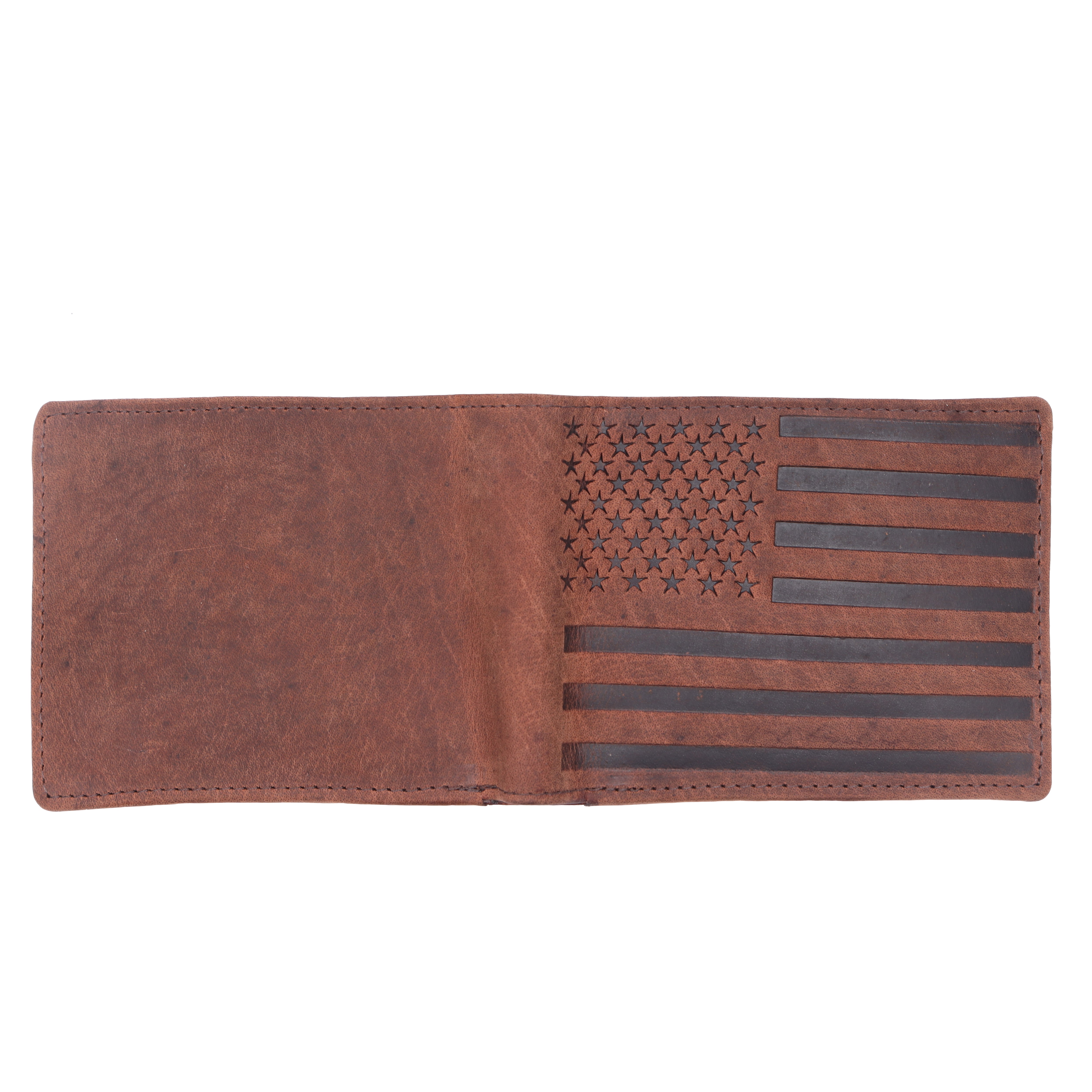GM Leather Brown American Flag Leather Wallet