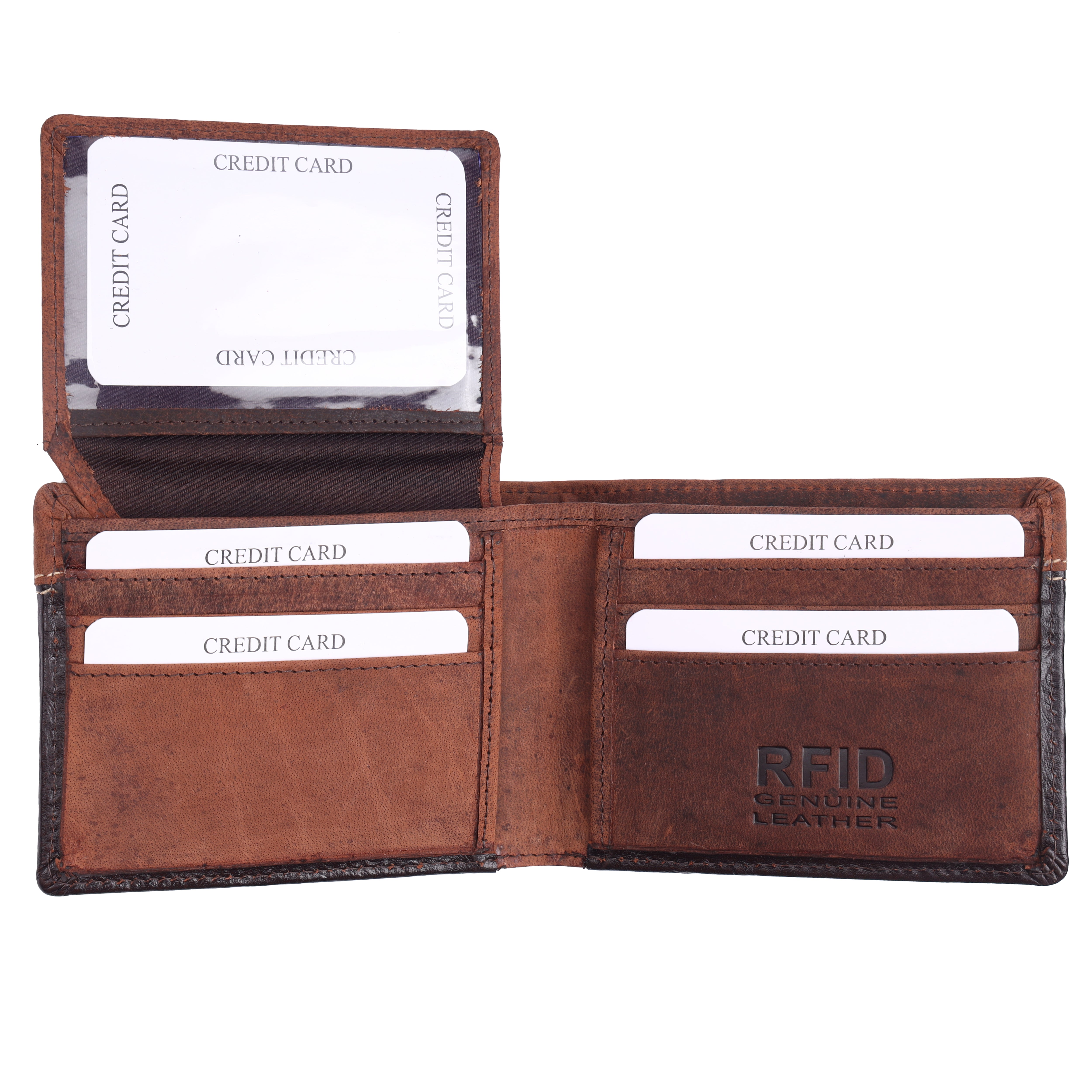Men's Brown Bifold Ostrich Leather Wallet with RFID Protection