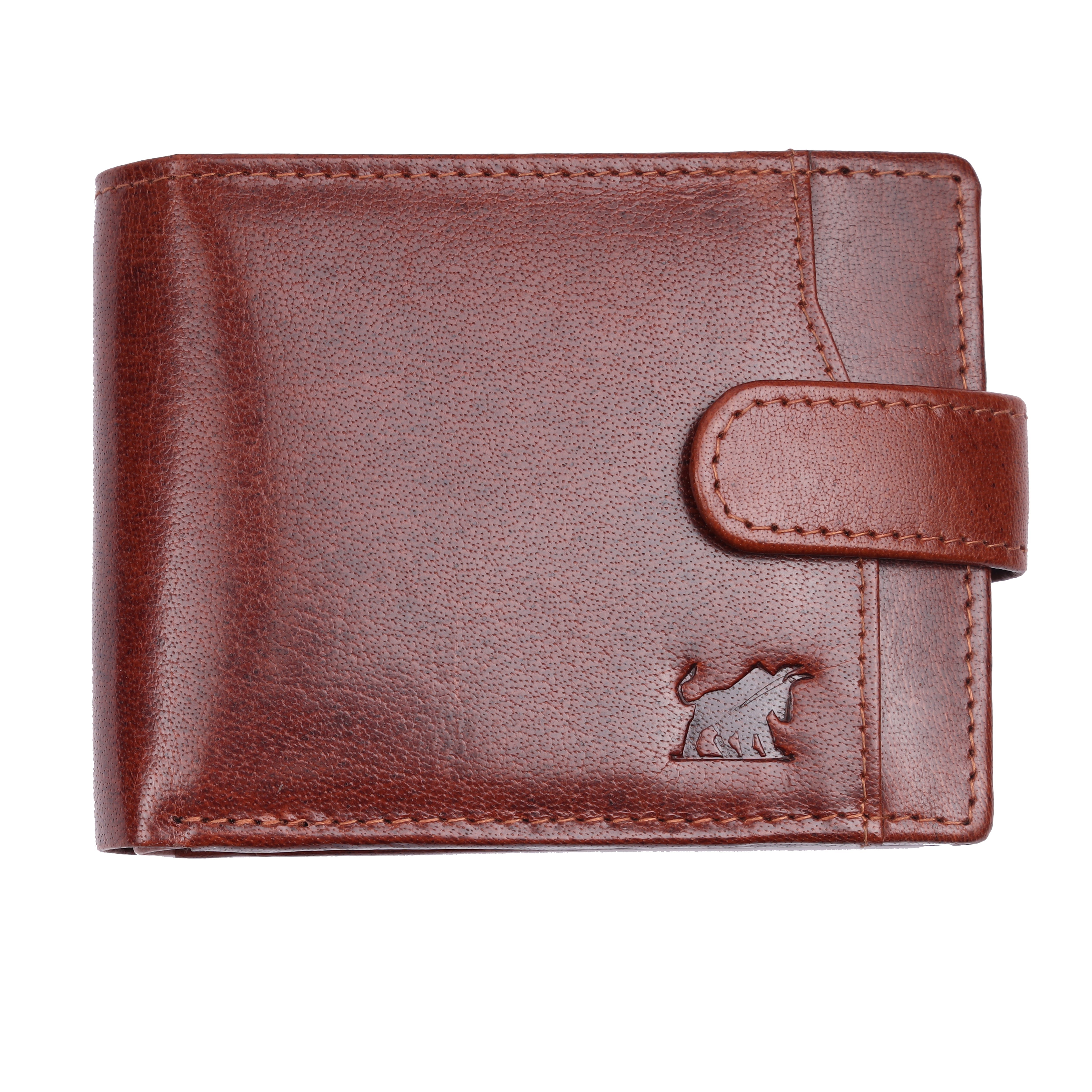 Men's Brown Leather Bifold Wallet with Tab Closure