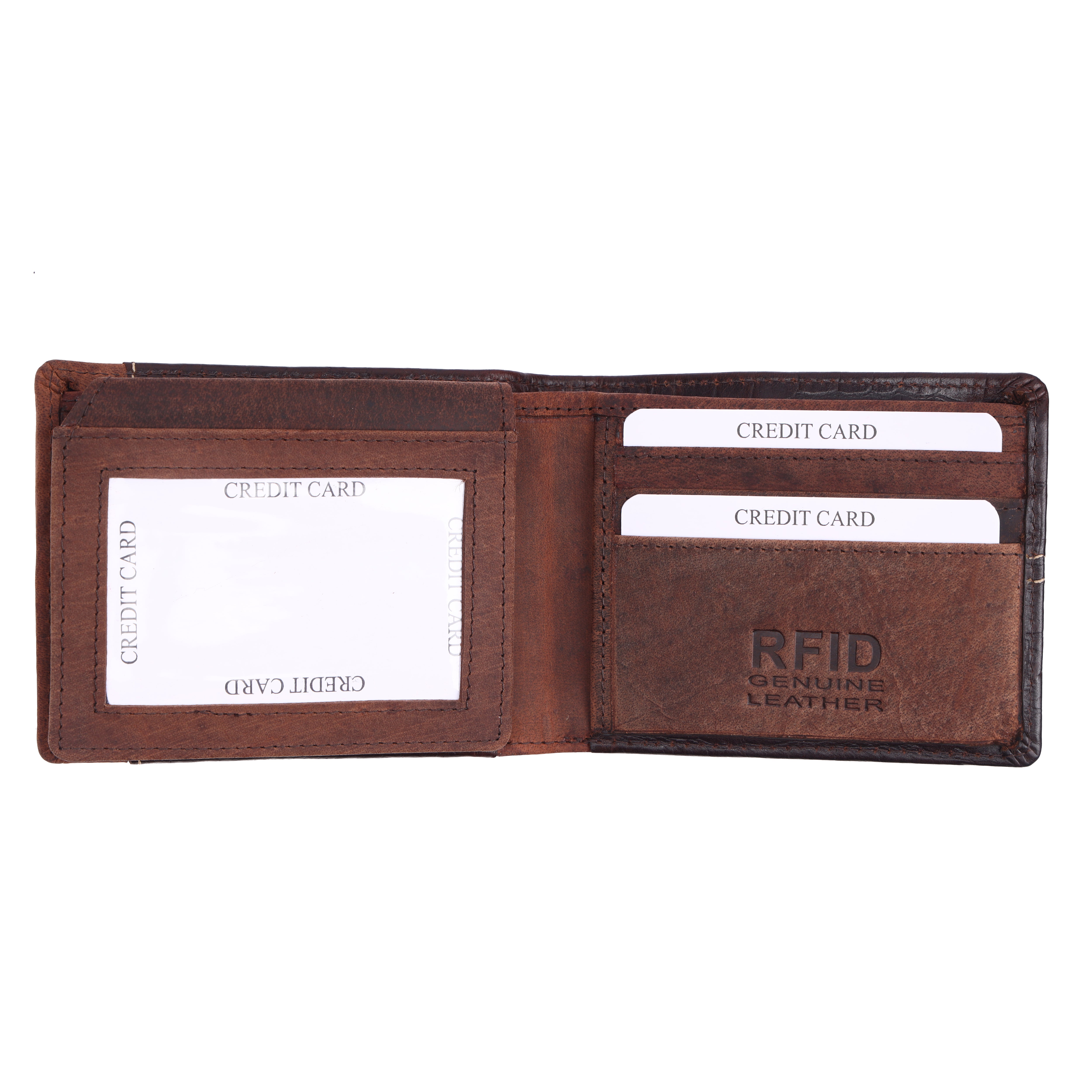 Men's Brown Croc Leather RFID Wallet | GM Leather