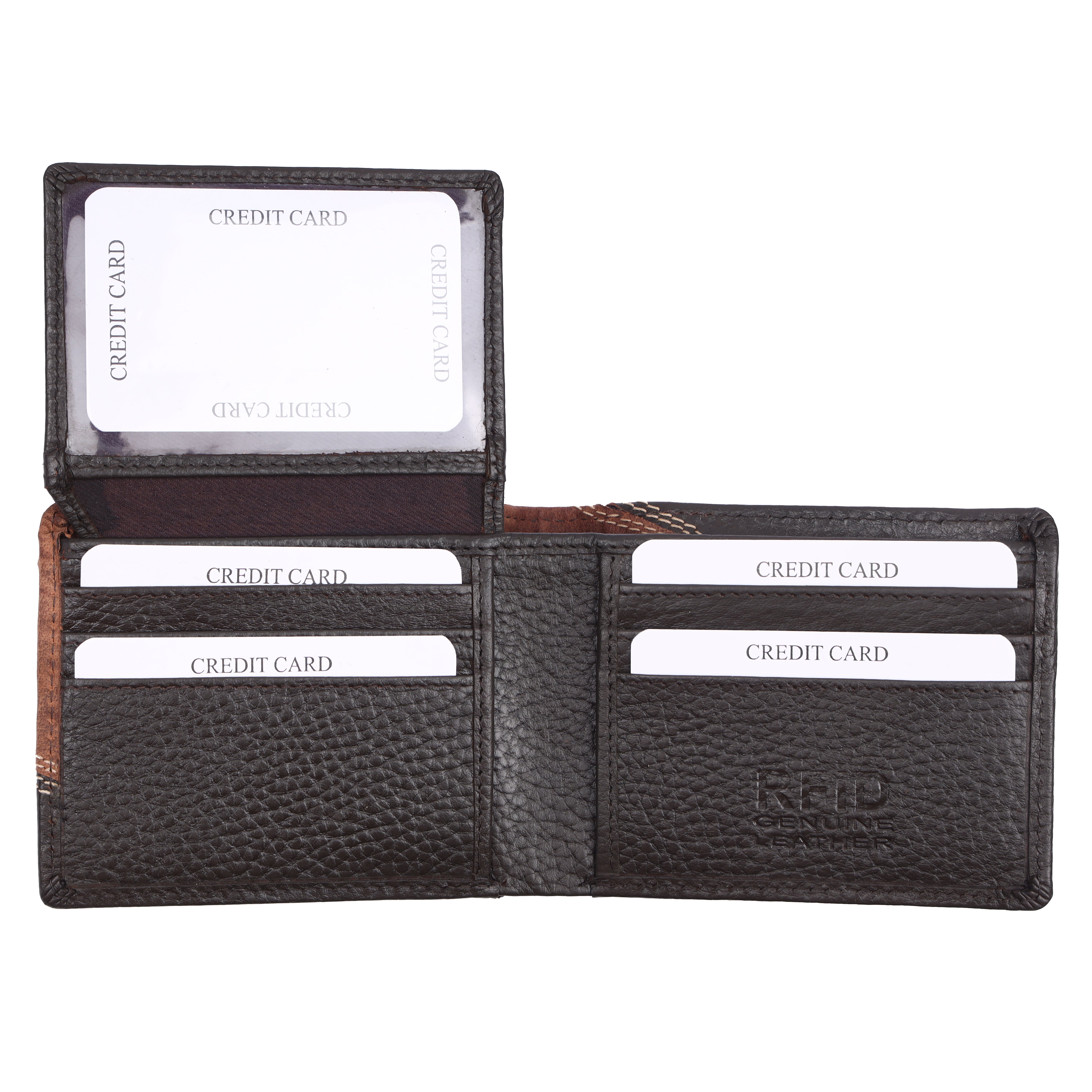 Men's Dark Brown Textured Leather RFID Wallet | GM Leather