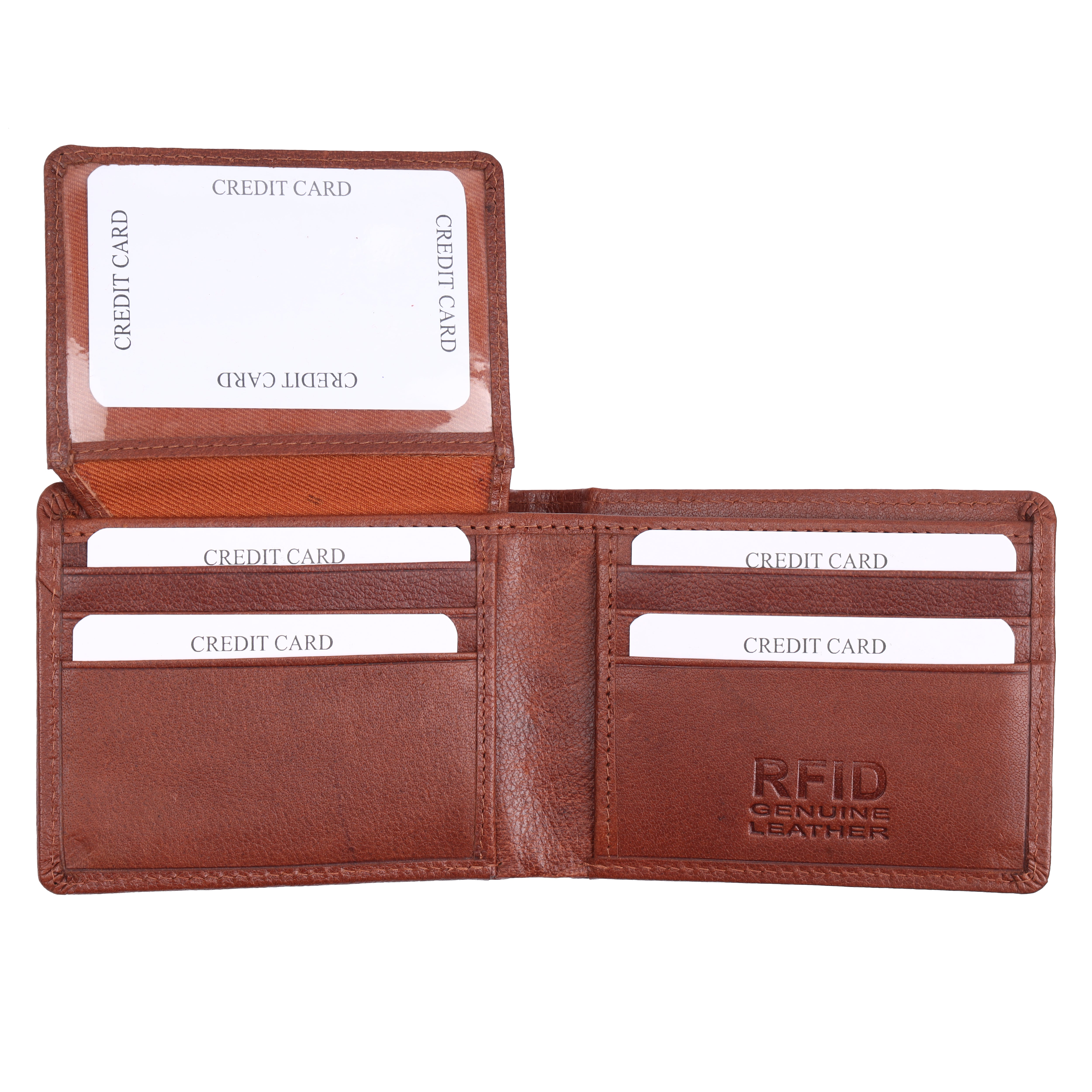 Men's Tan Brown Genuine Leather RFID Bi-Fold Wallet | GM Leather