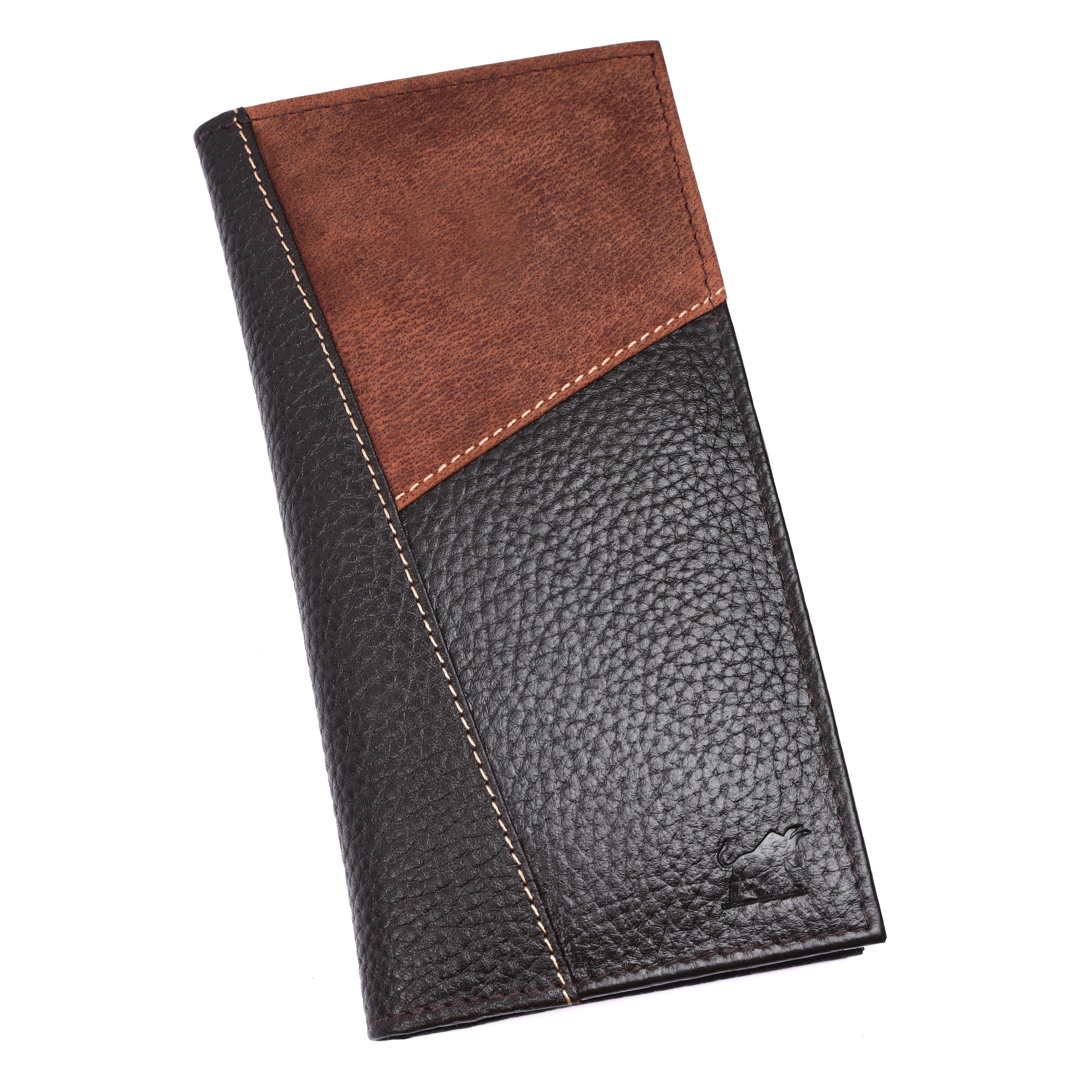 Premium Long Leather Clutch Wallet Black & Brown | GM Leather