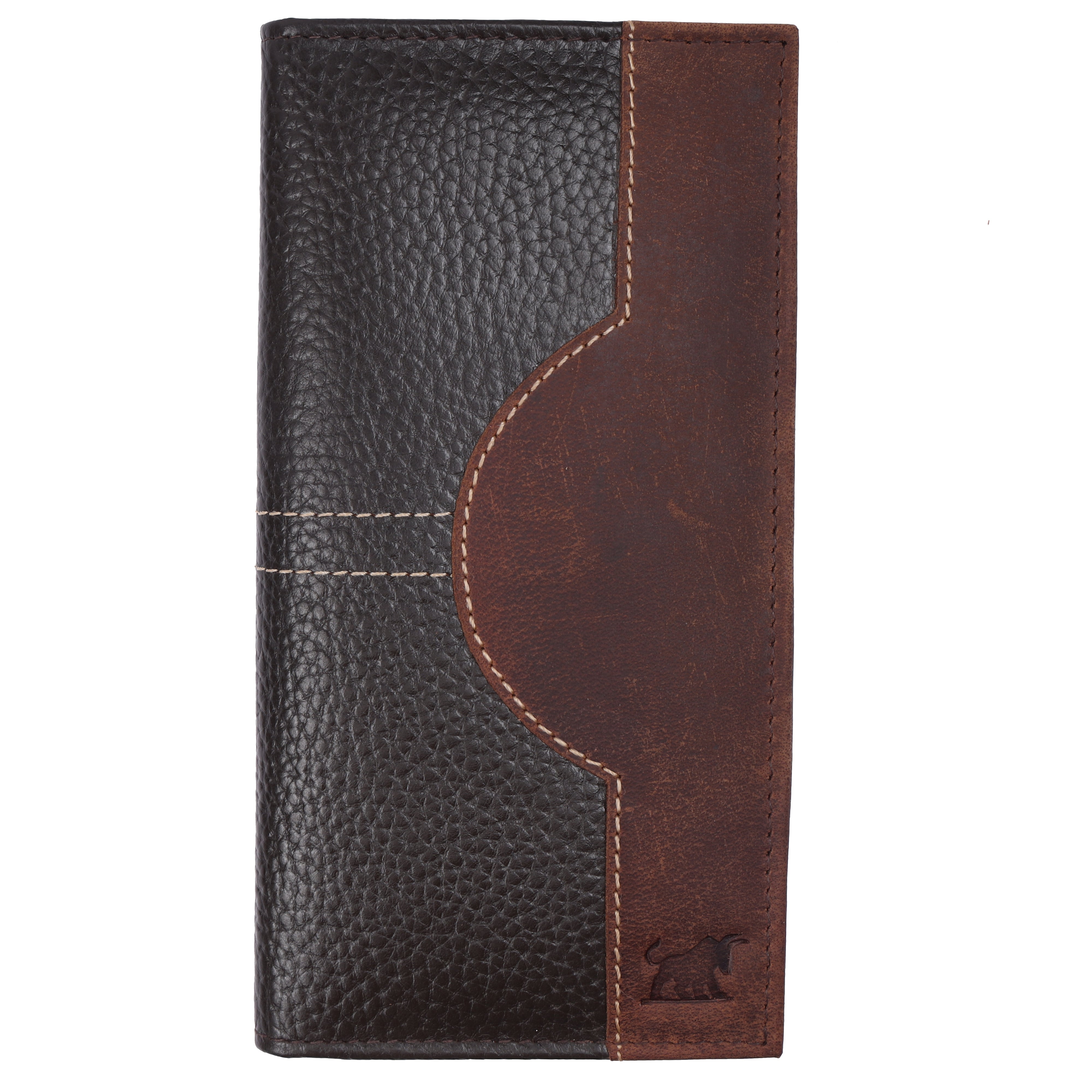 Men's Long Leather Wallet - Dark Brown & Tan | GM Leather