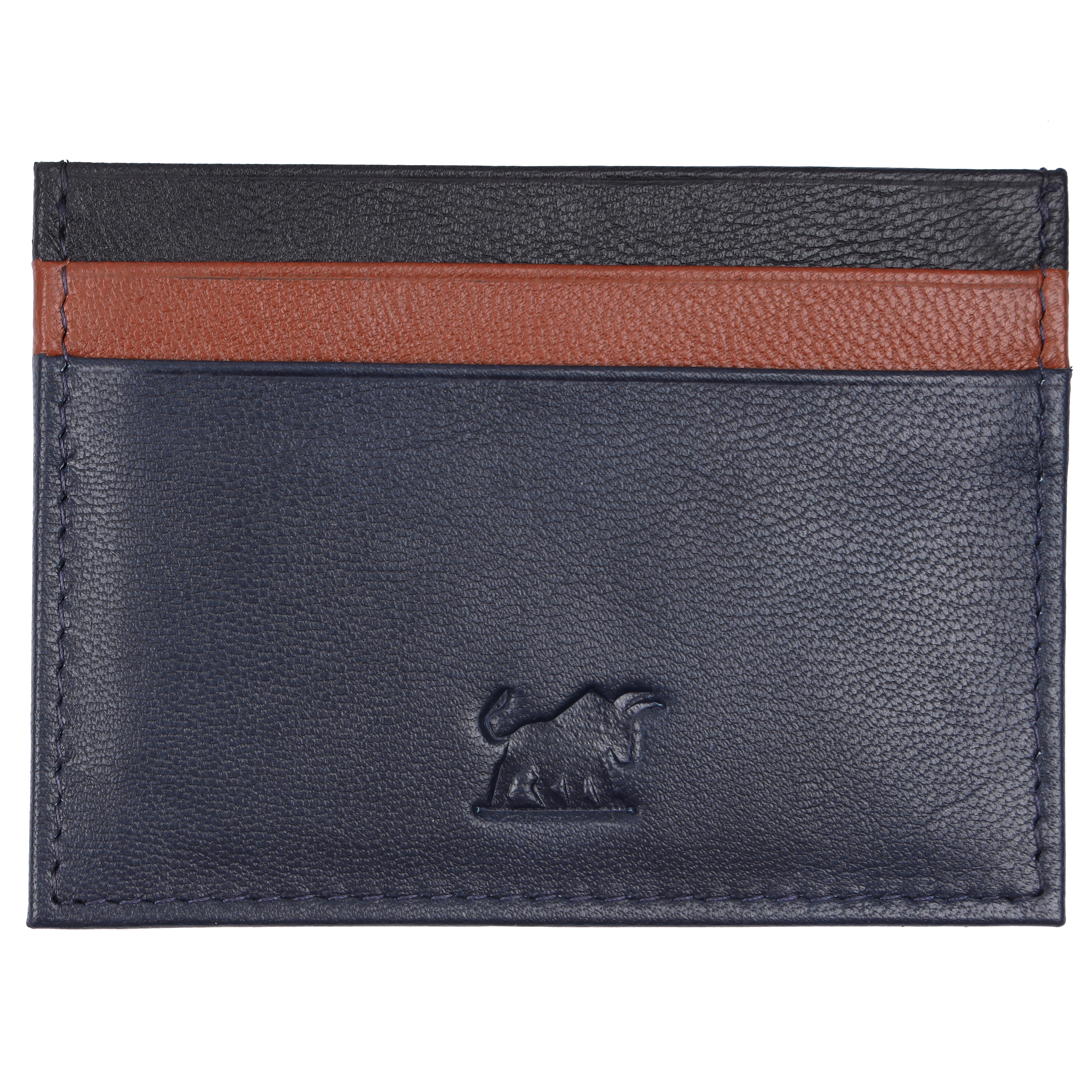 Slim Leather Card Holder - Navy, Tan & Black | GM Leather