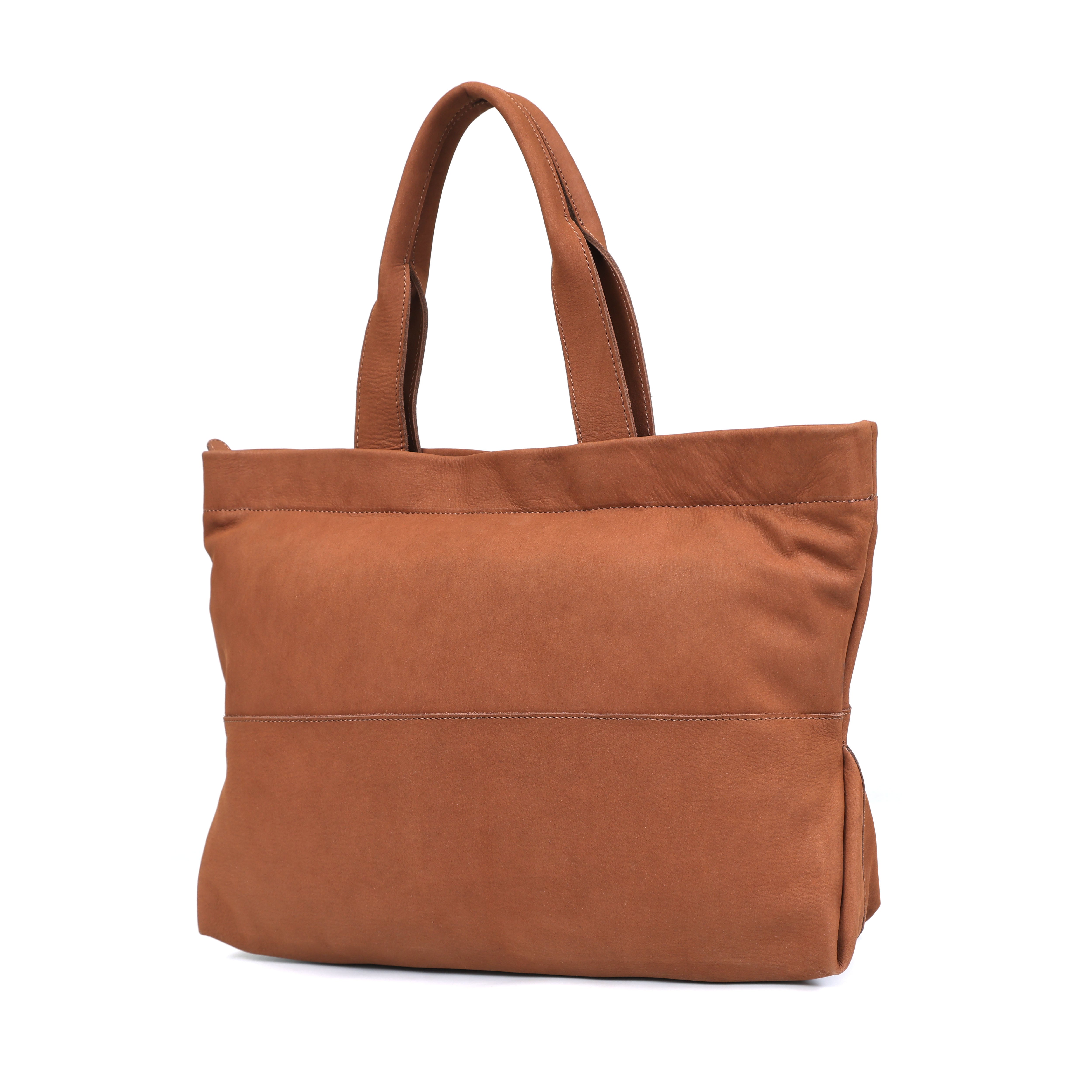 Sacha Cognac Leather Shopper Tote for Laptop(EL-GM-513-E)