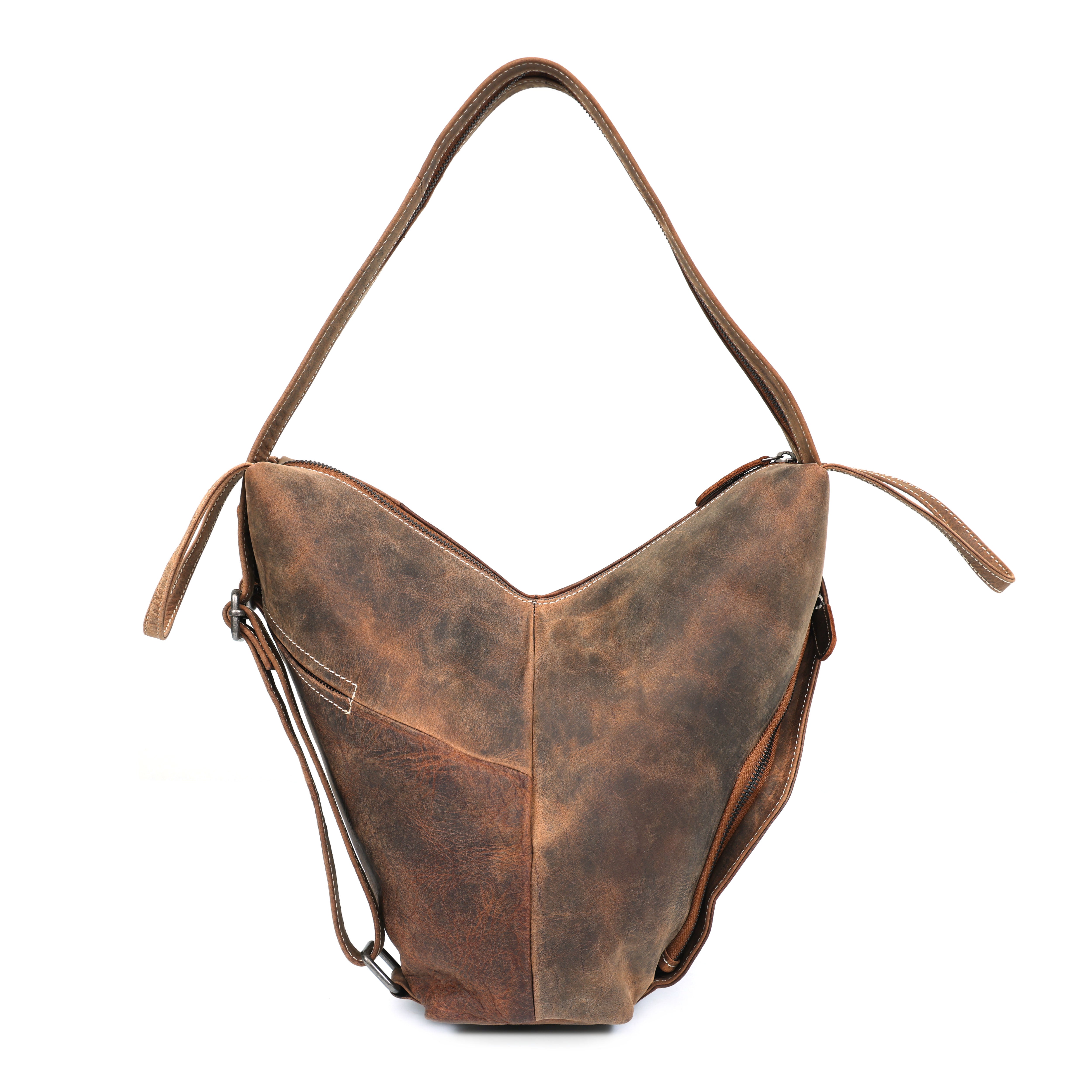 Hunter Leather Backpack Tote – Vintage Convertible Design(178-V)