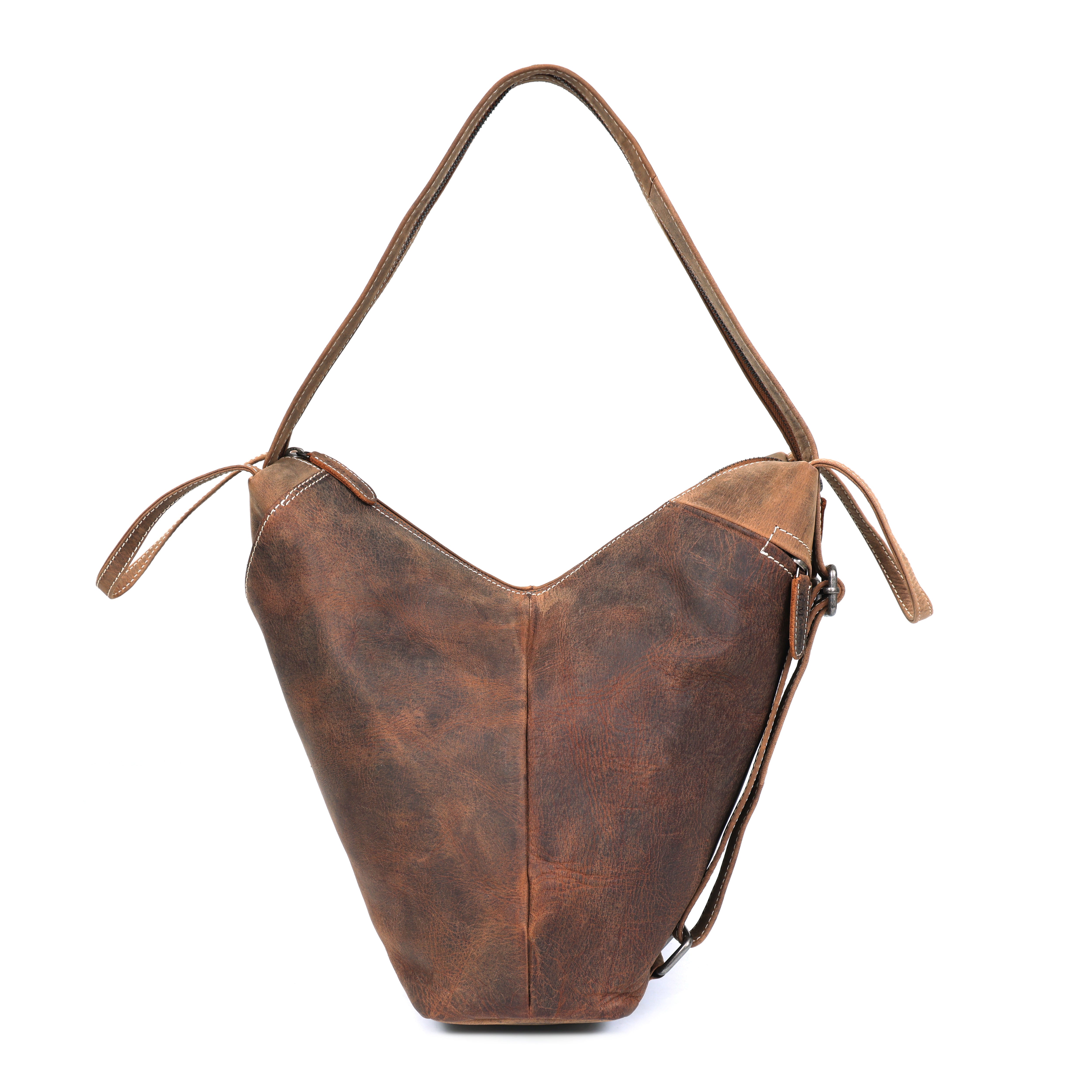 Hunter Leather Backpack Tote – Vintage Convertible Design(178-V)