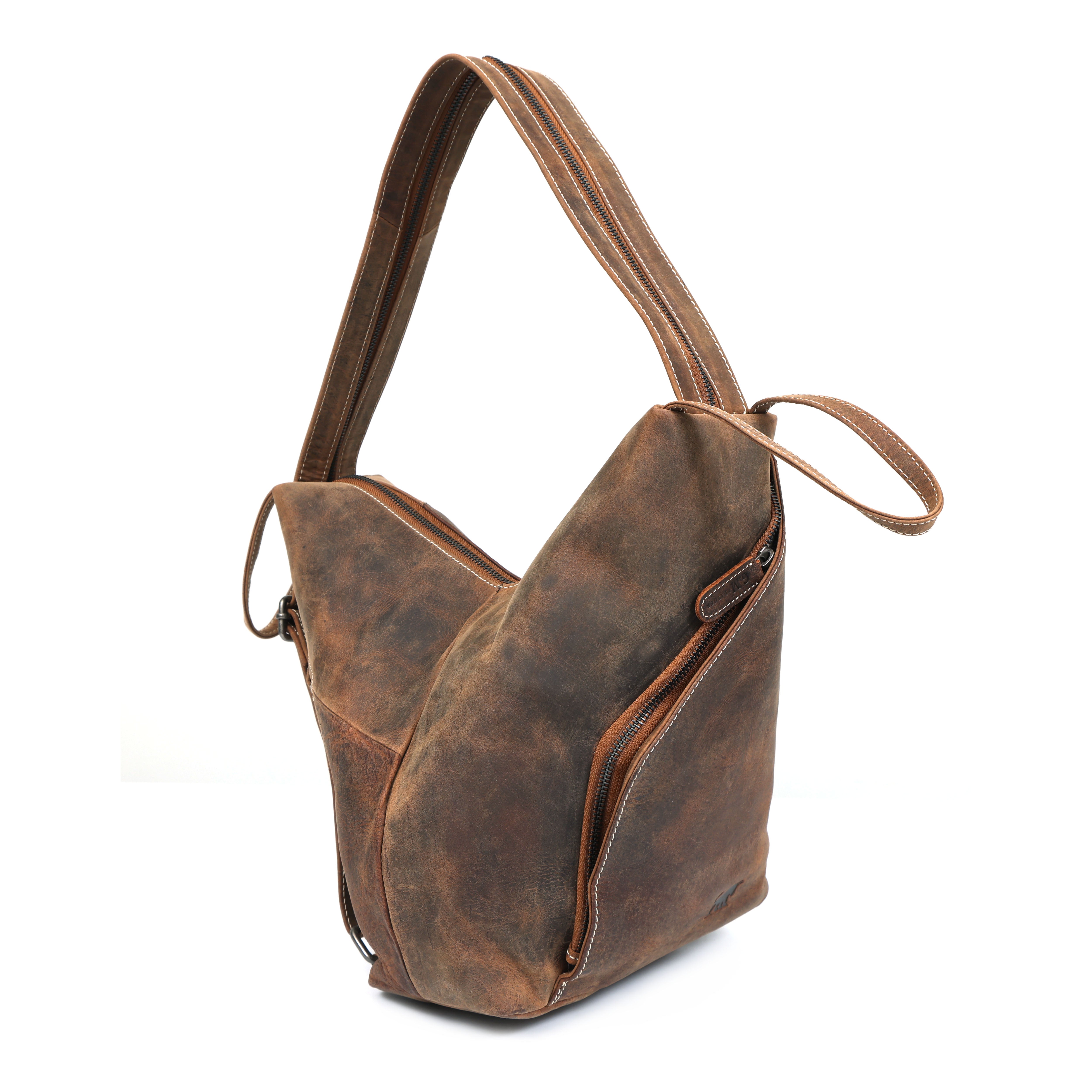 Hunter Leather Backpack Tote – Vintage Convertible Design(178-V)