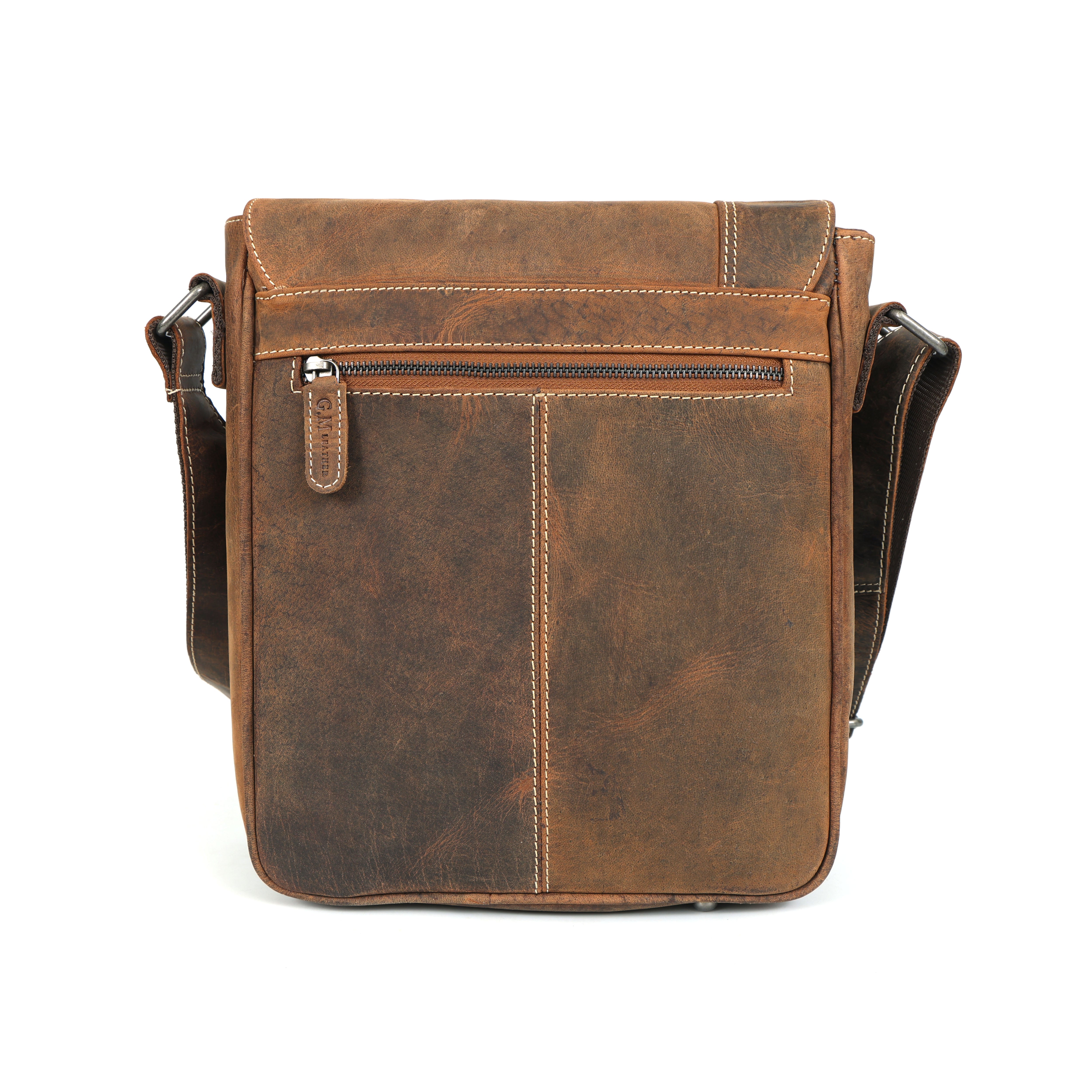 GM Leather Distressed Hunter Leather Messenger Bag Satchel NZ(124-V)