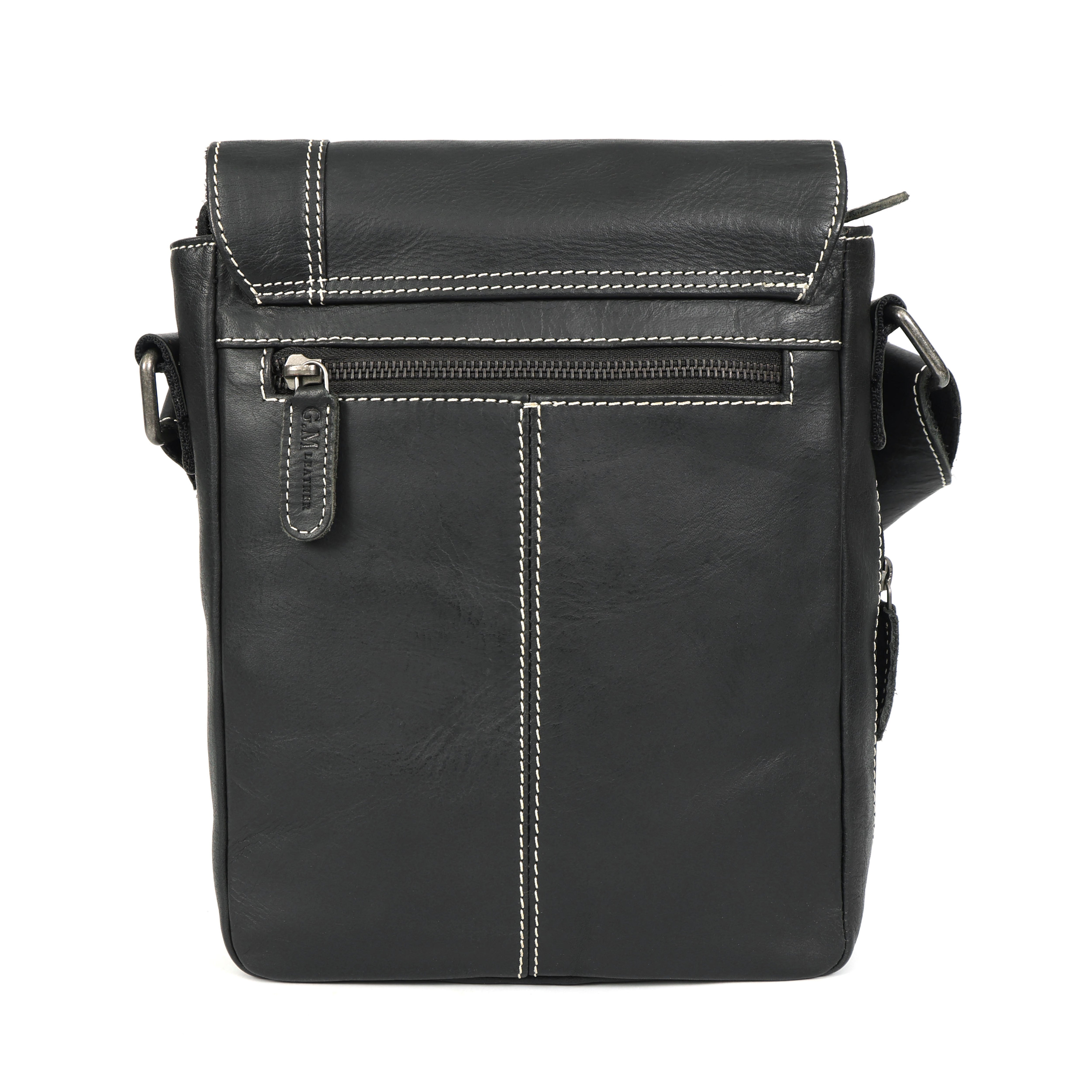 Noir Elite Leather Messenger| Compact Zip Pouch | GM Leather Bag(el-gm-111)