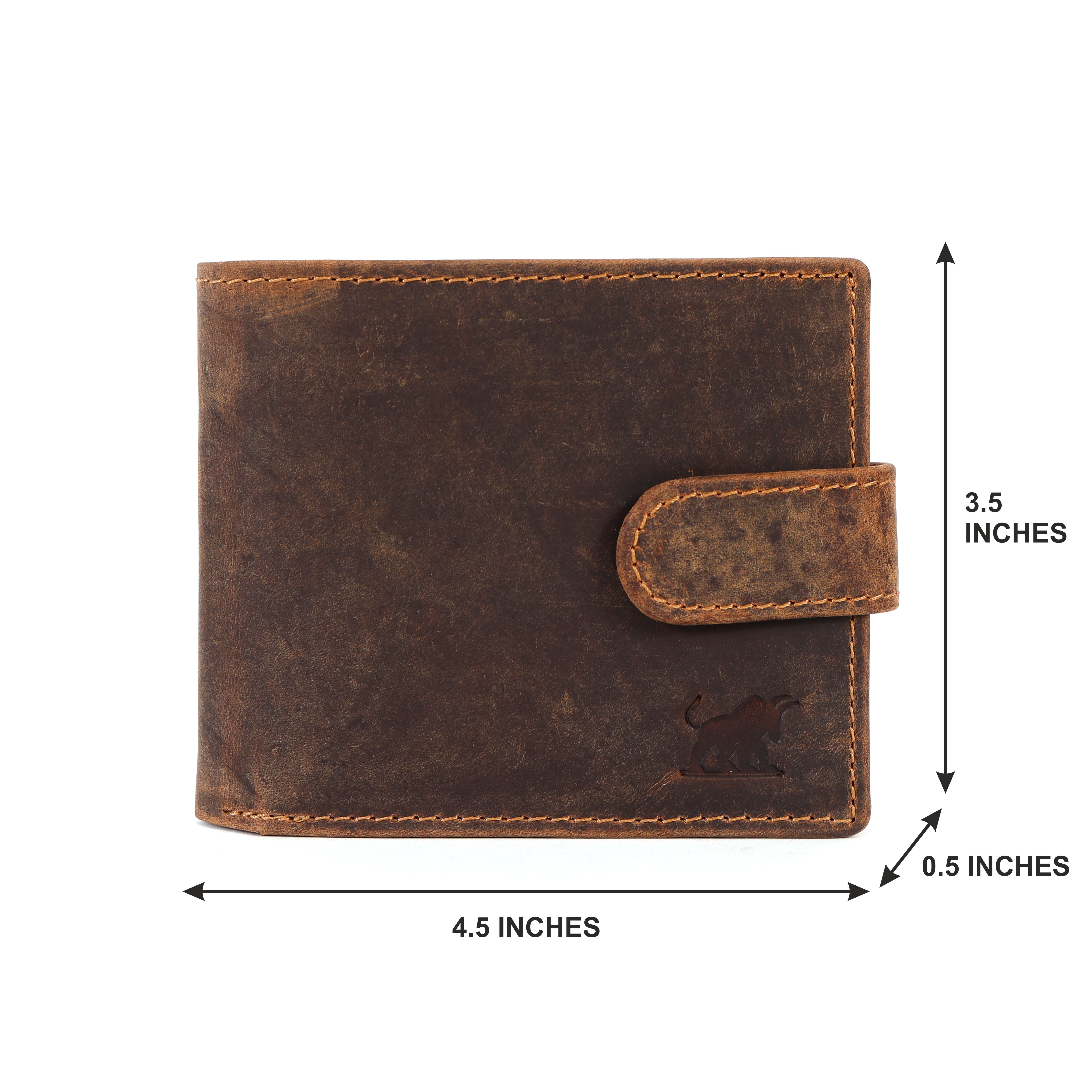 GM Leather Men's Hunter Brown Trifold Wallet | Slim RFID(EL-GM-W21)