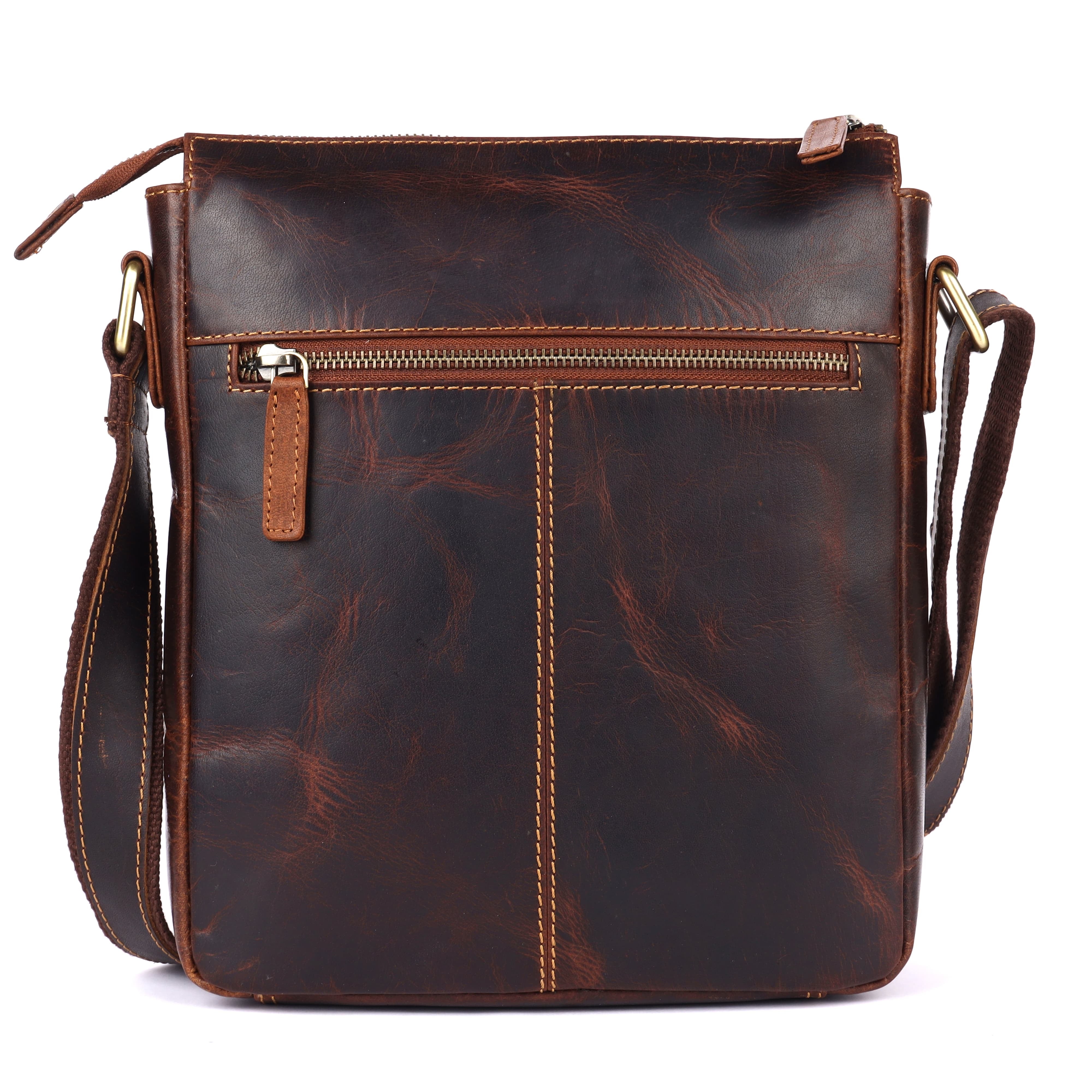 GM Leather Vintage Brown & Black Crossbody Messenger Bag (GM -NZ-005 WL)
