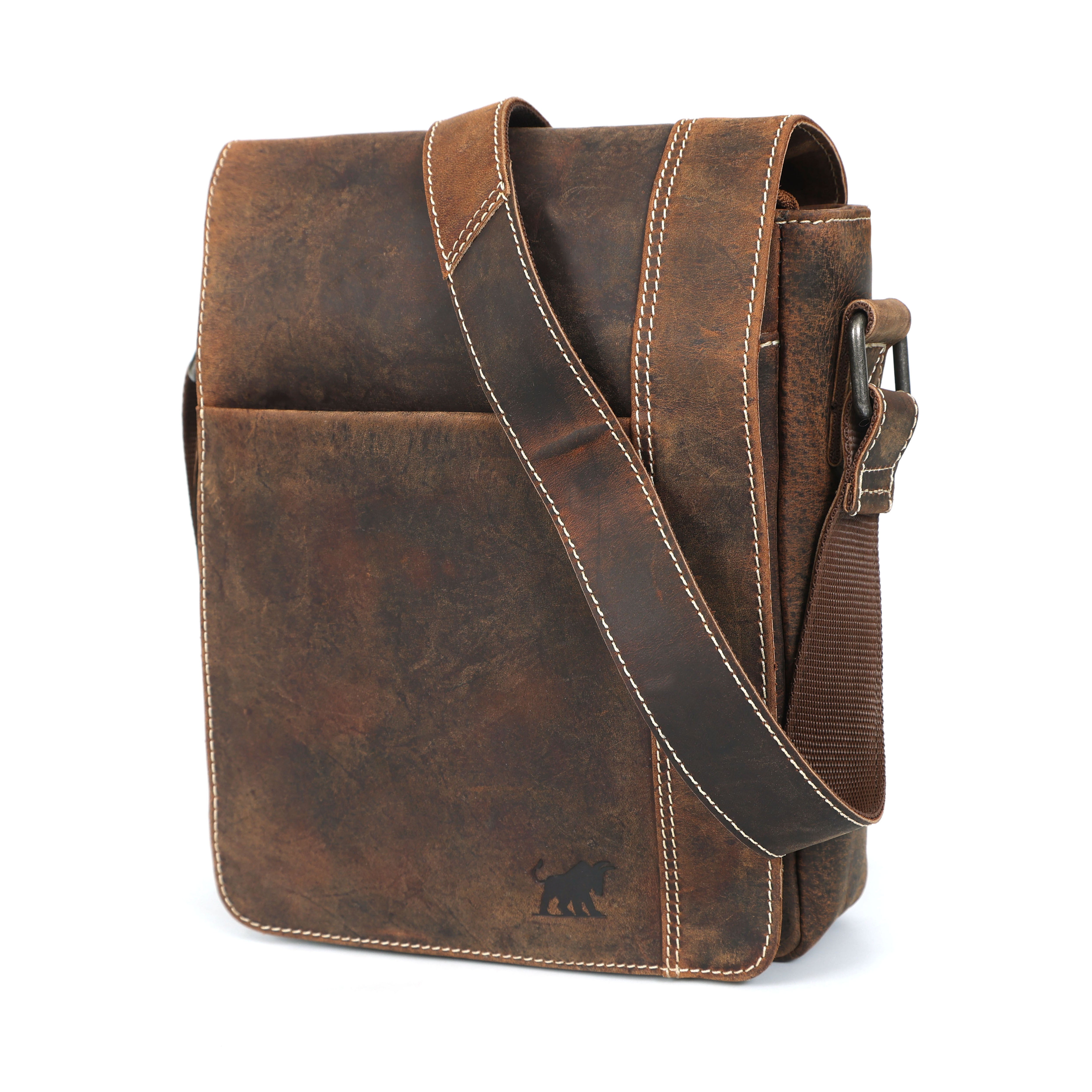 Noir Elite Leather Messenger| Compact Zip Pouch | GM Leather Bag(el-gm-111)