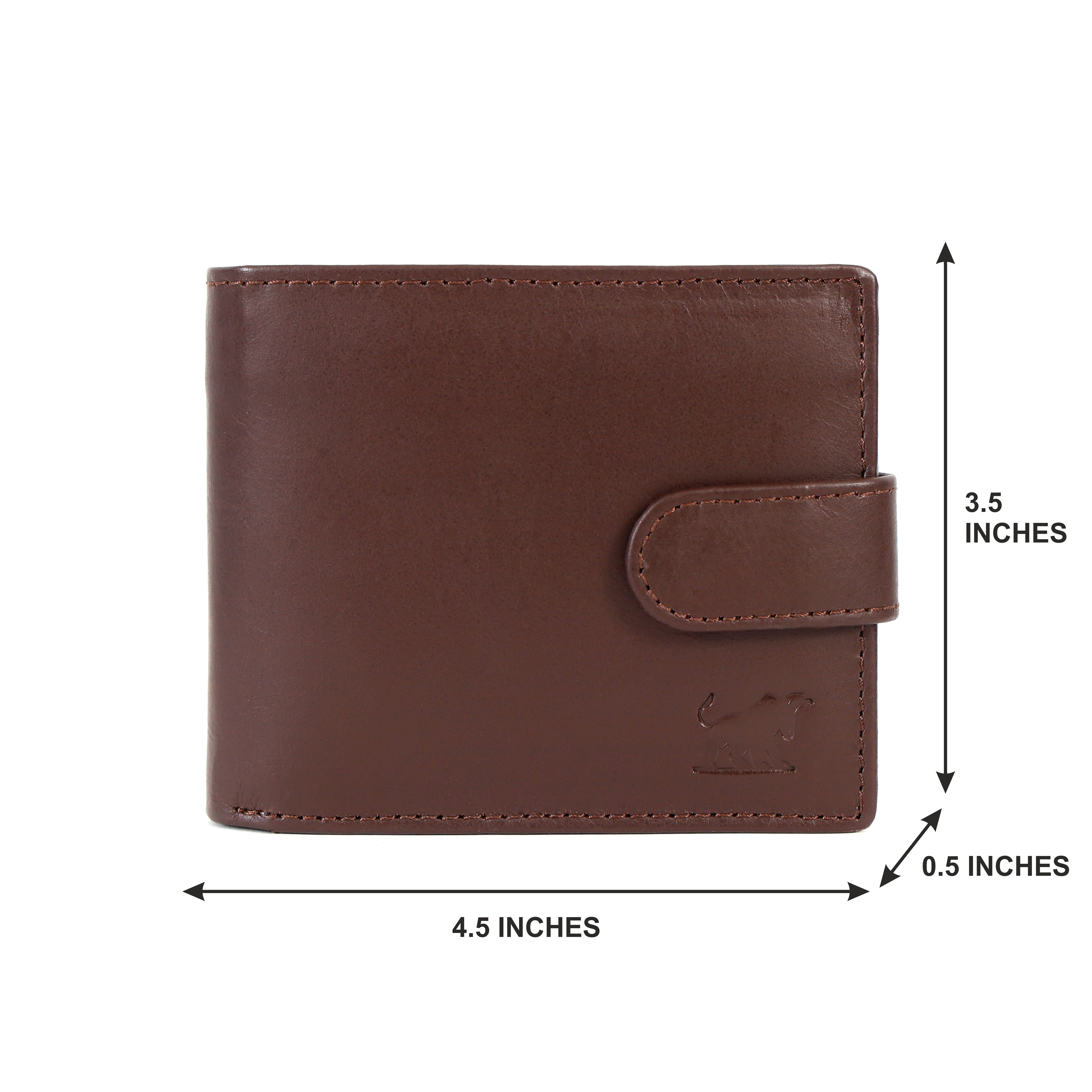 GM Leather RFID Brown Leather Wallet with Coin Pocket(EL-GM-W21)