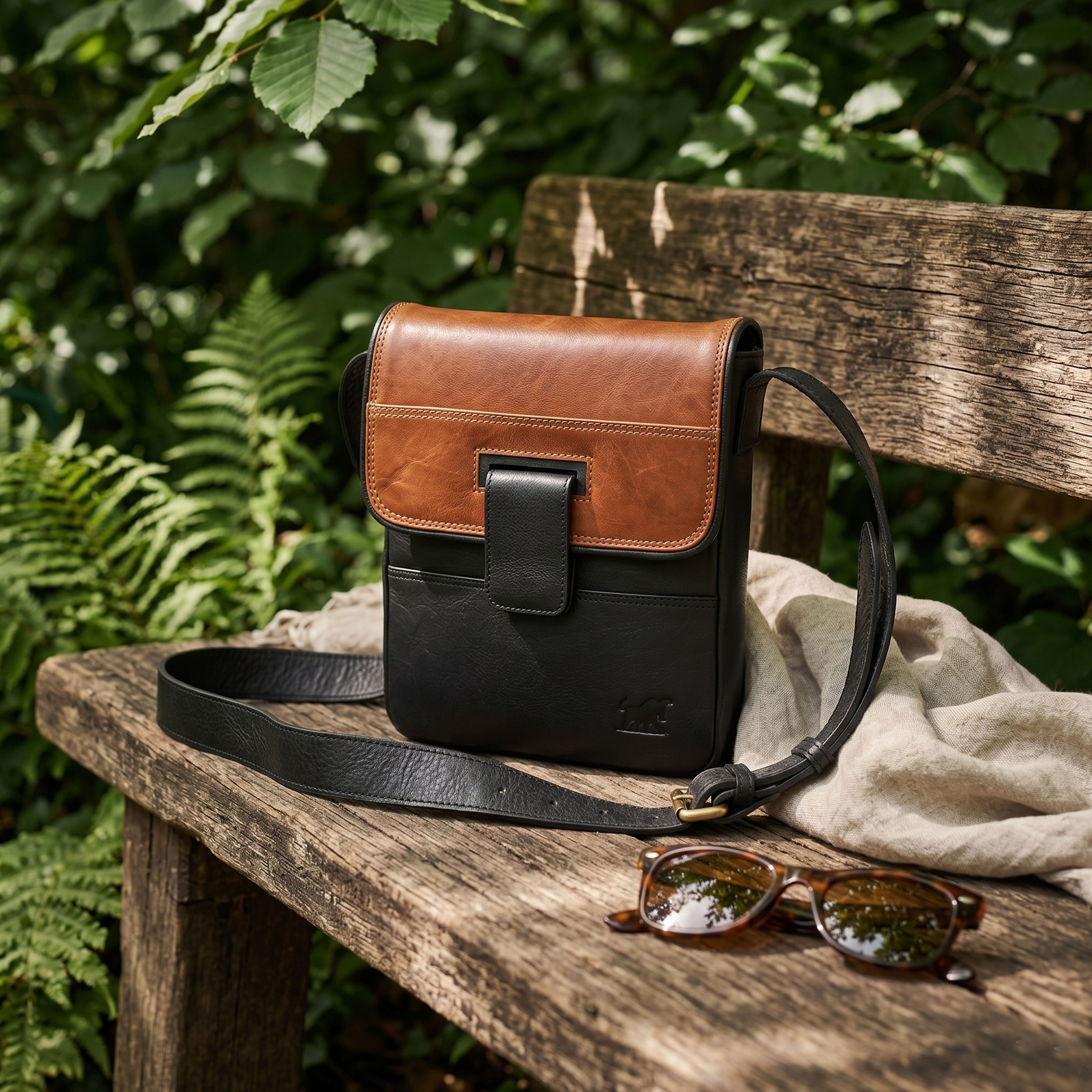 Premium Leather Crossbody Bag - Two-Tone Messenger