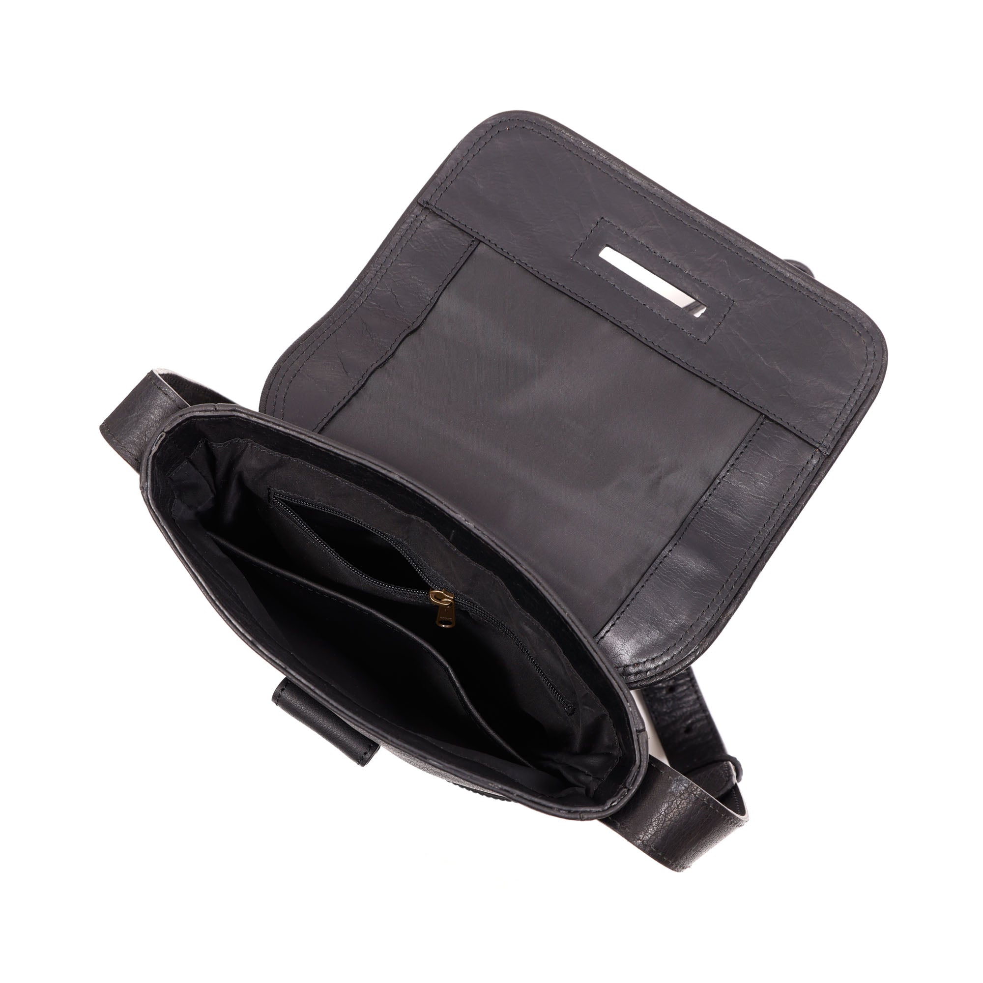 Premium Leather Crossbody Bag - Two-Tone Messenger