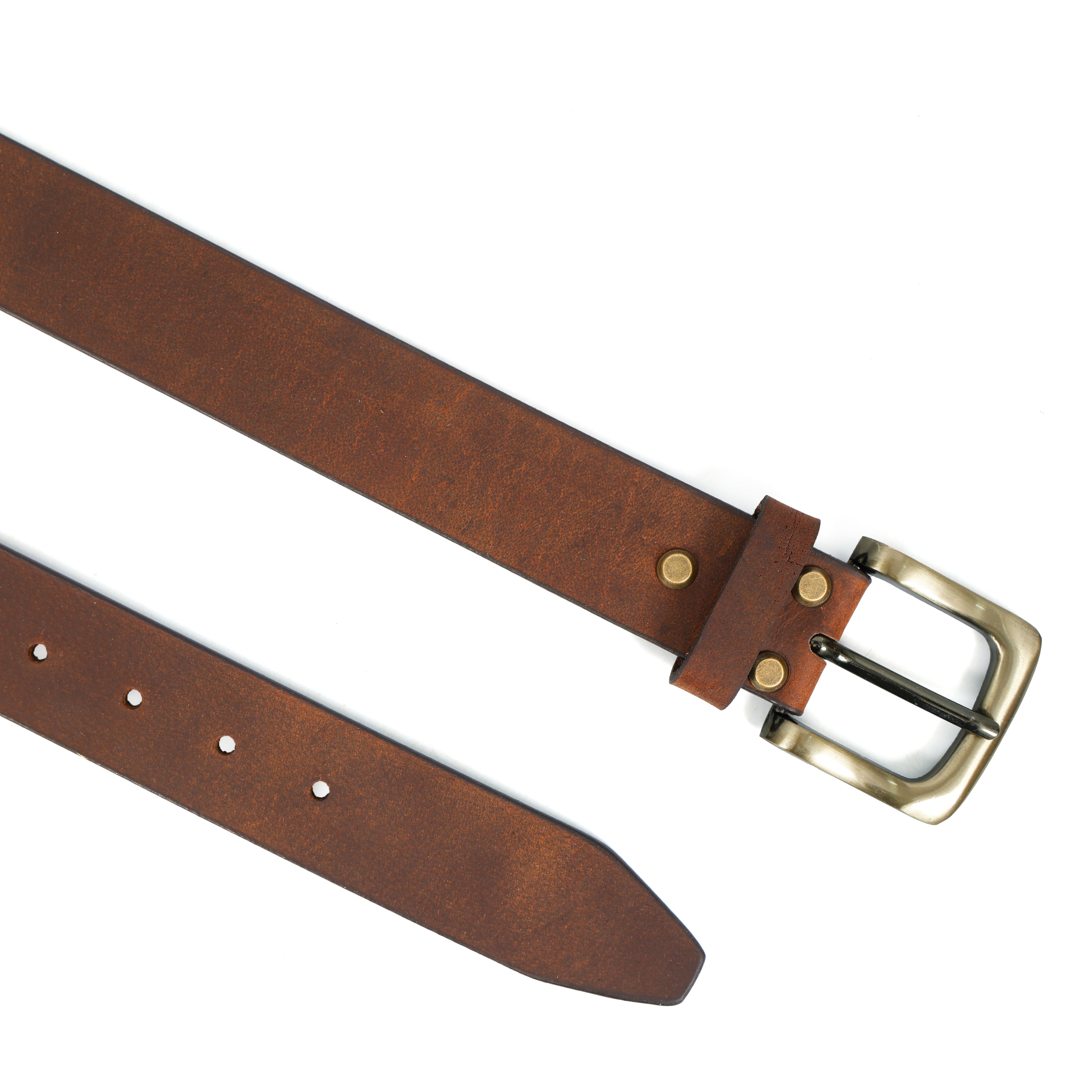 The Onyx Buckle Full Grain Leather Belt - Hunter Nubuck