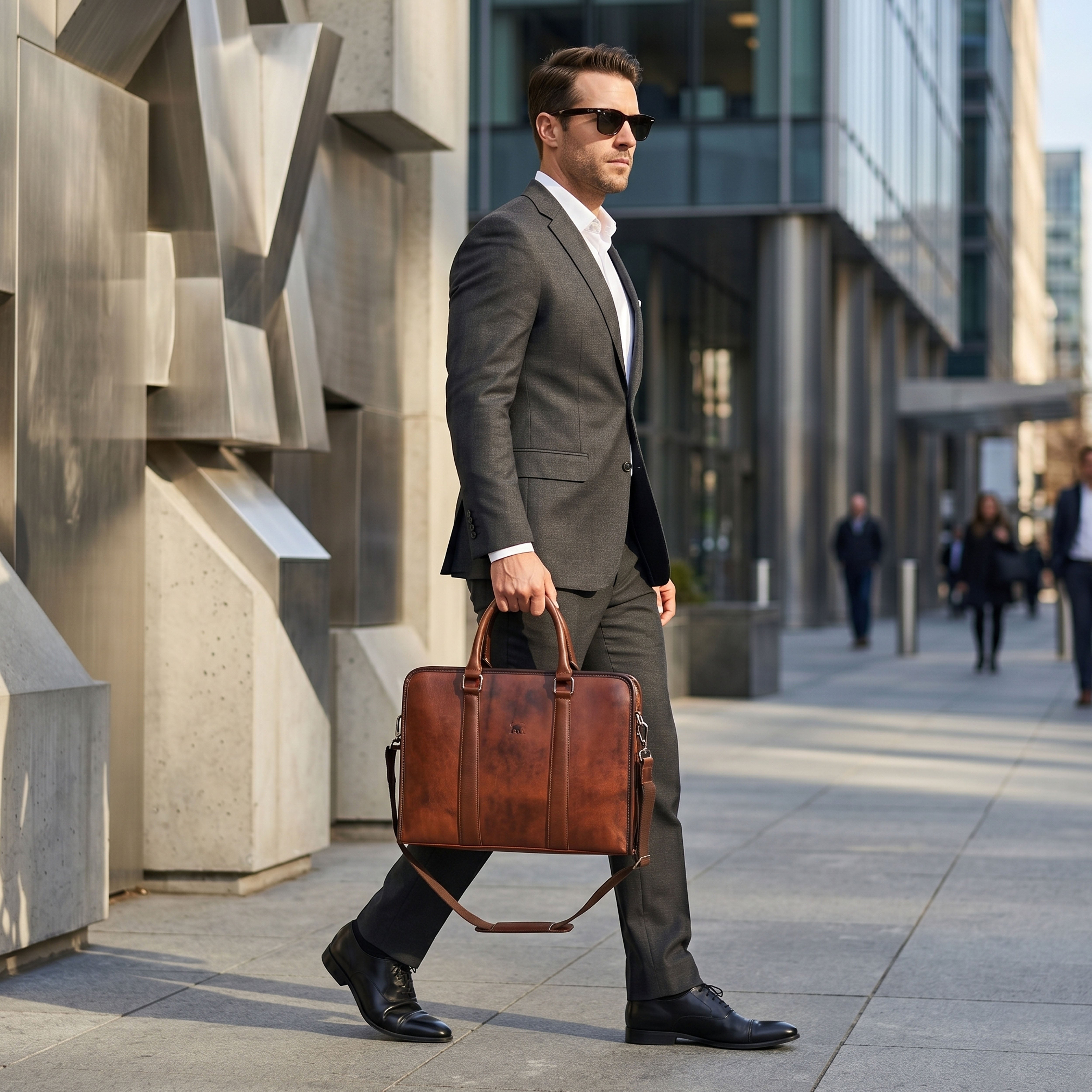 Heritage Full-Grain Leather Briefcase - Rugged Laptop Bag