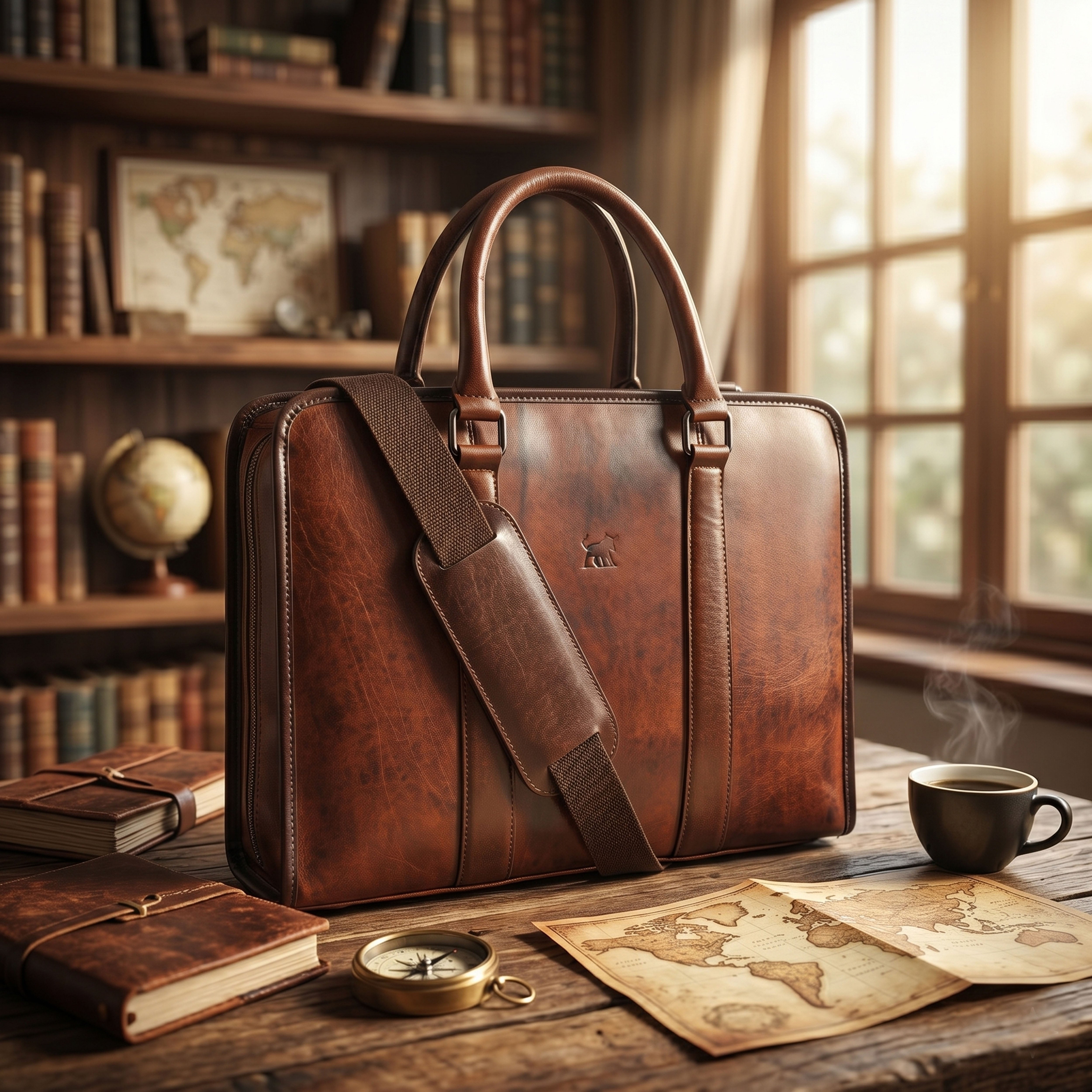 Heritage Full-Grain Leather Briefcase - Rugged Laptop Bag