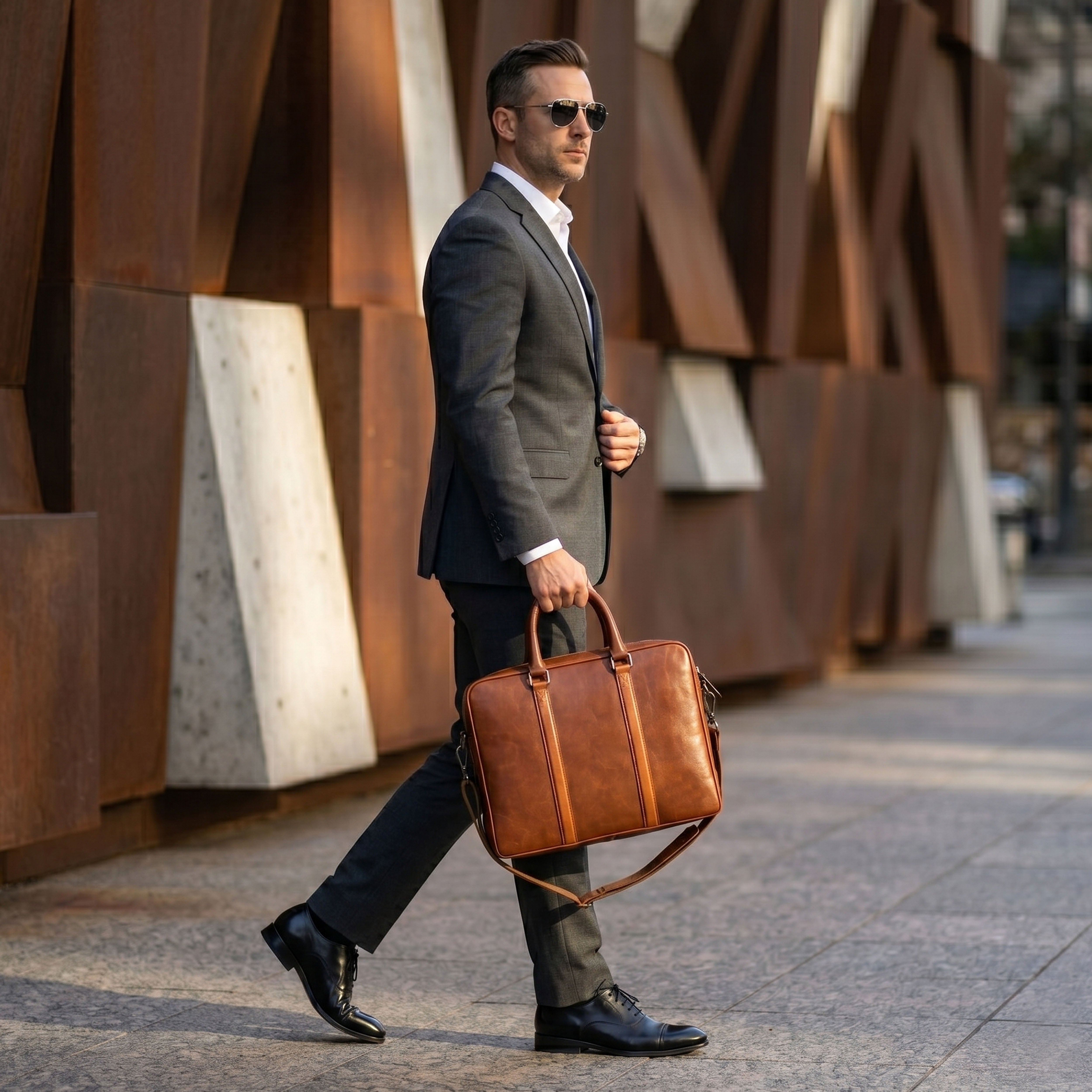 Brown Leather Briefcase | Classic Business Bag – GM Leather NZ(EL-GM-01-LT)