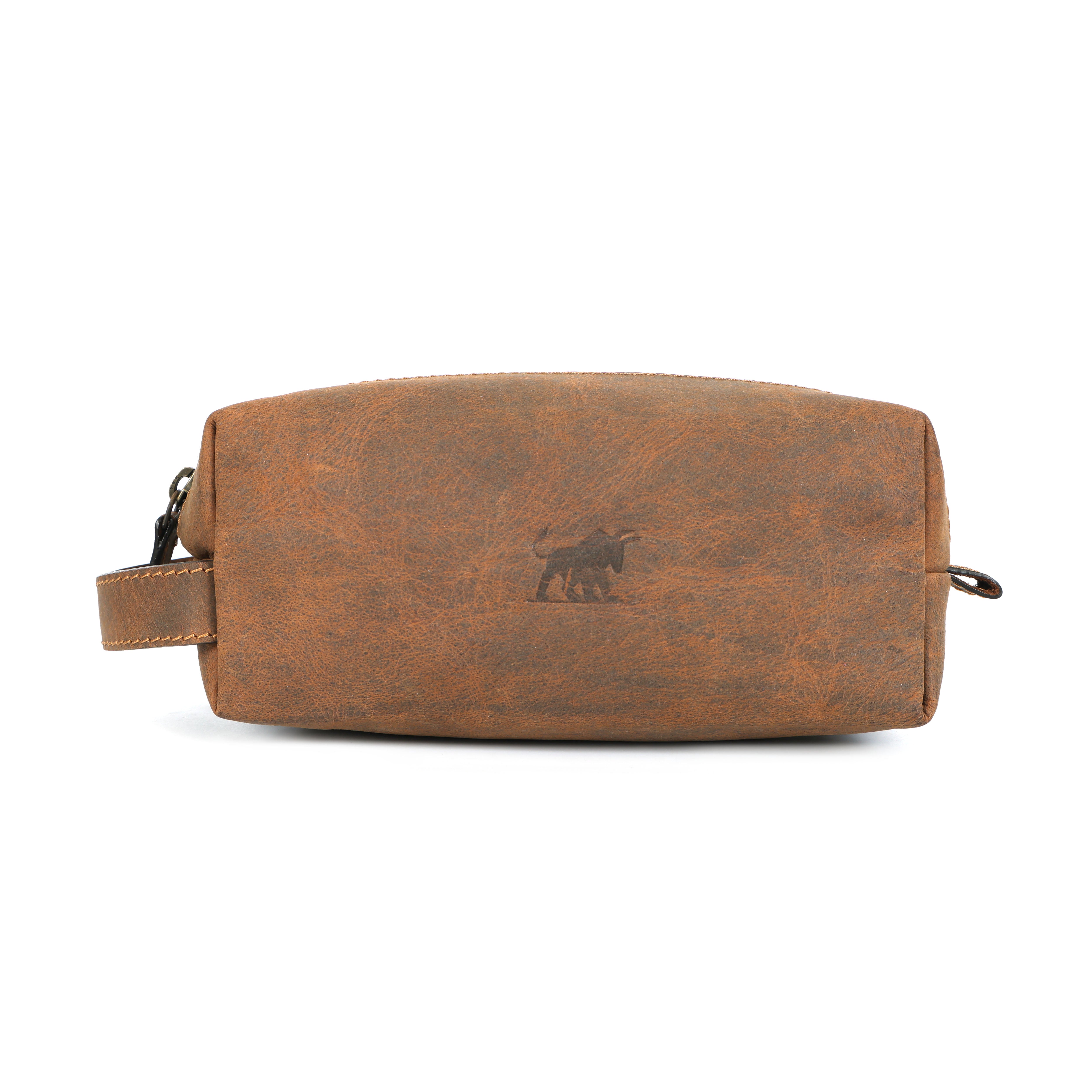 GM Leather Handcrafted Buffalo Leather Toiletry Bag (EL-GM-355-B-E)